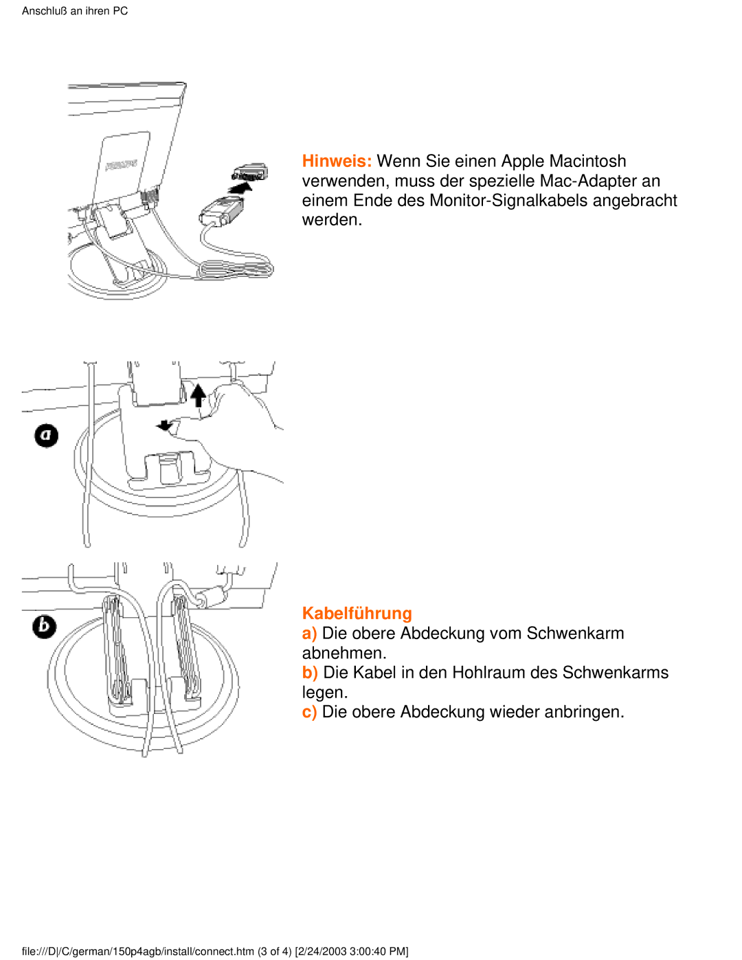 Philips 150P4AB, 150P4AG user manual Kabelführung 