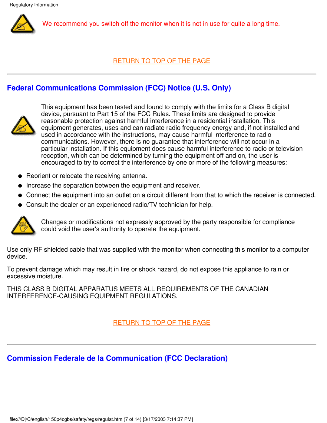 Philips 150P4CG, 150P4CS user manual Federal Communications Commission FCC Notice U.S. Only 