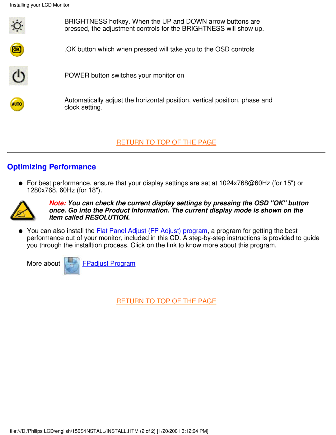 Philips 150S user manual Optimizing Performance 