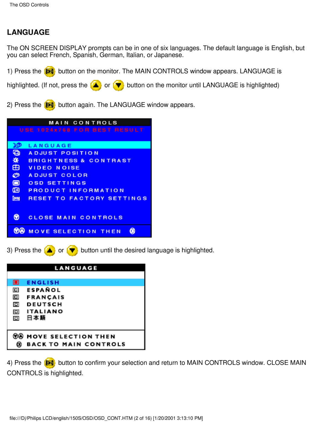 Philips 150S user manual Language 