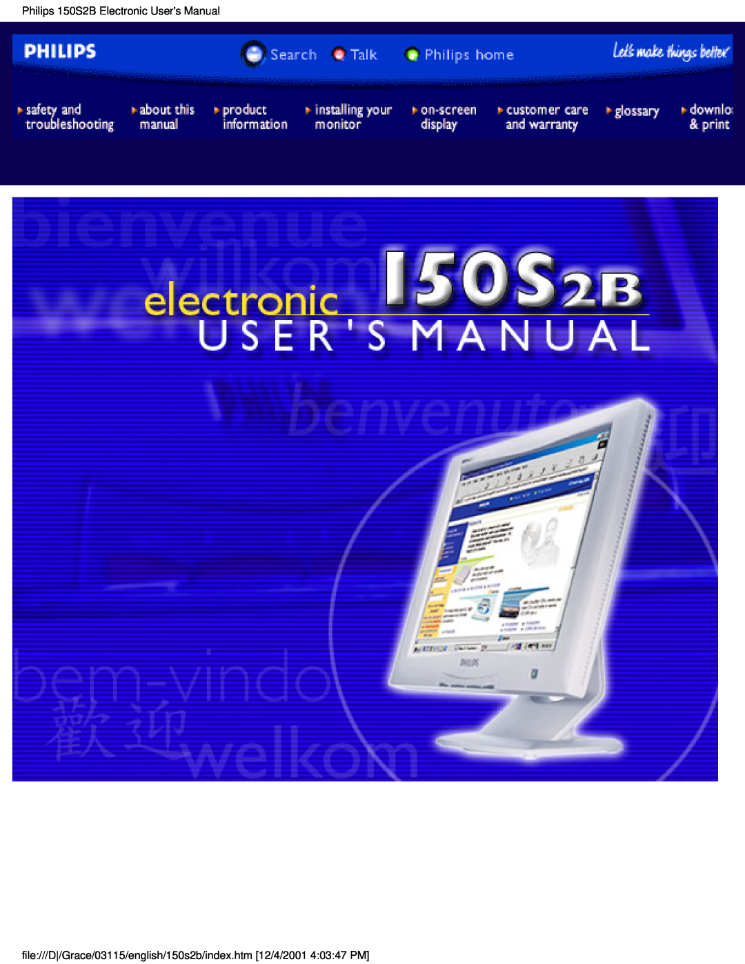 Philips user manual Philips 150S2B Electronic Users Manual 