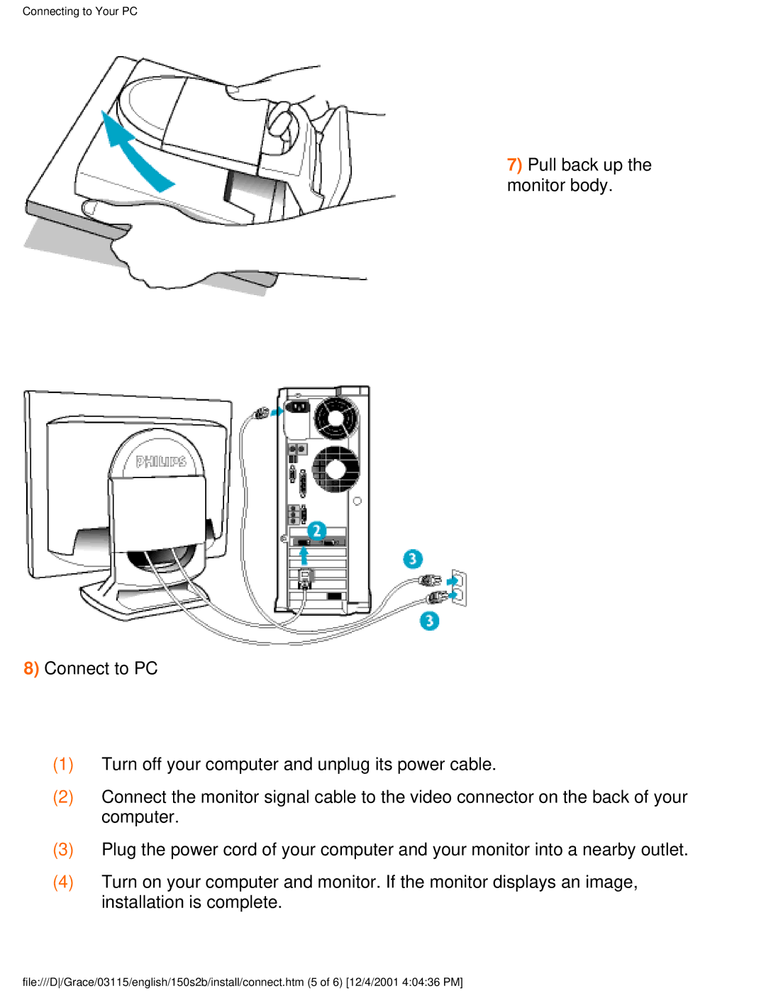 Philips 150S2B user manual Connecting to Your PC 