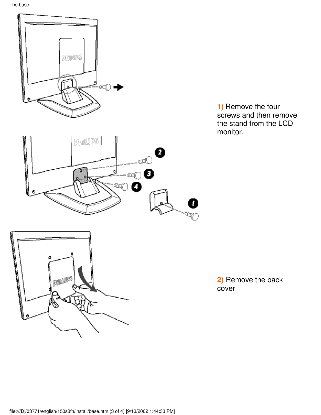 Philips 150S3F user manual Base 