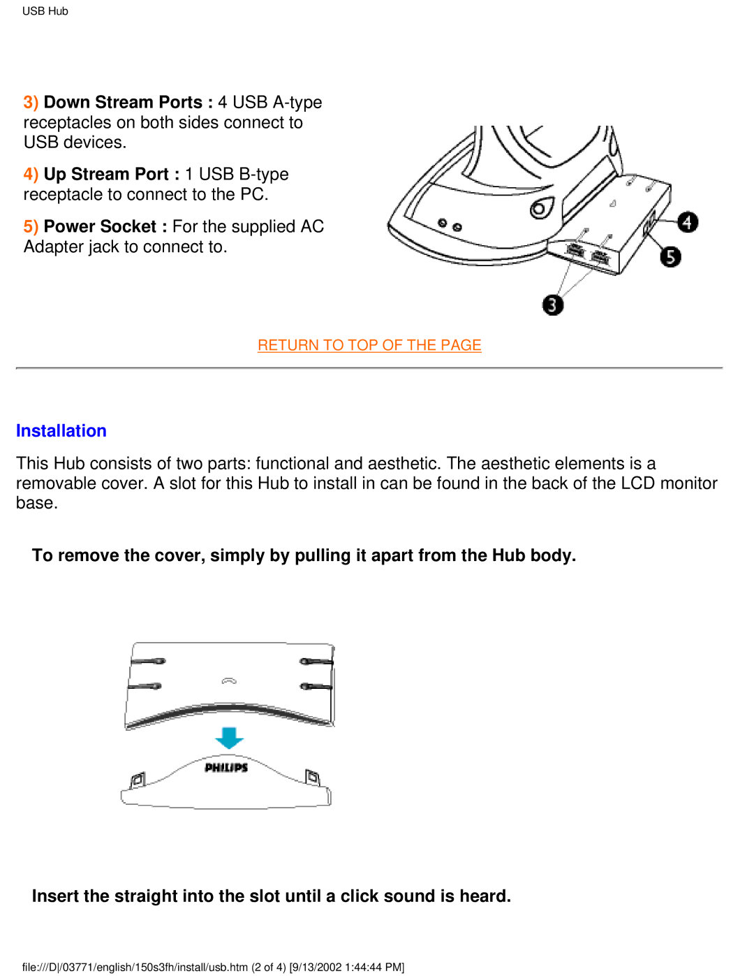 Philips 150S3F user manual Power Socket For the supplied AC Adapter jack to connect to, Installation 