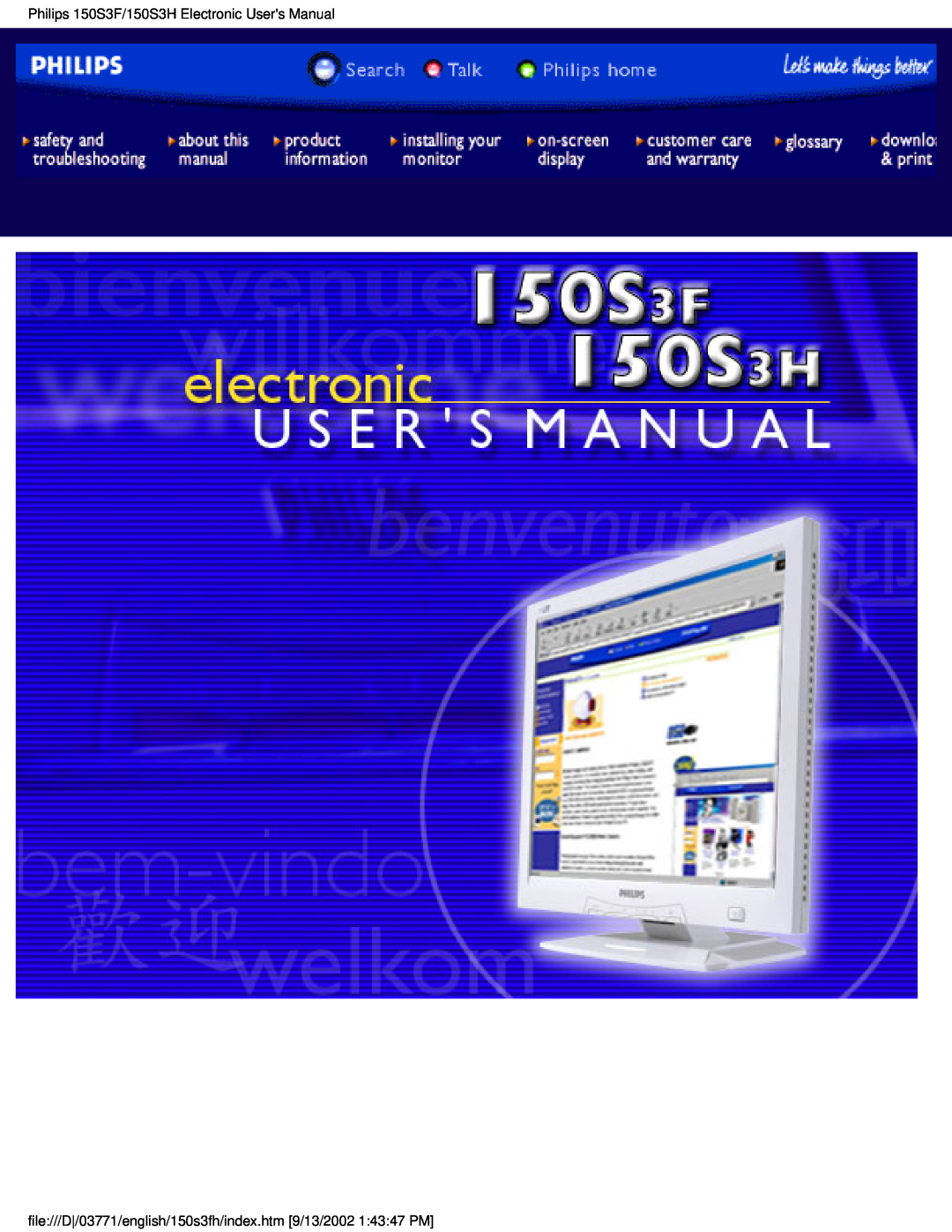 Philips 150S3H user manual file///D/03771/english/150s3fh/index.htm 9/13/2002 14347 PM 