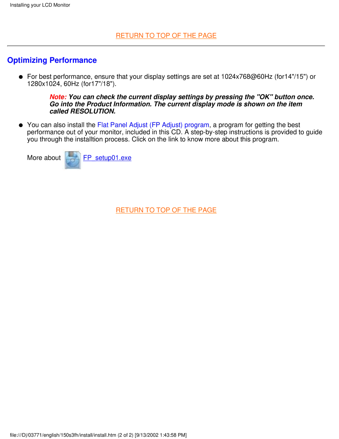 Philips 150S3H user manual Optimizing Performance 