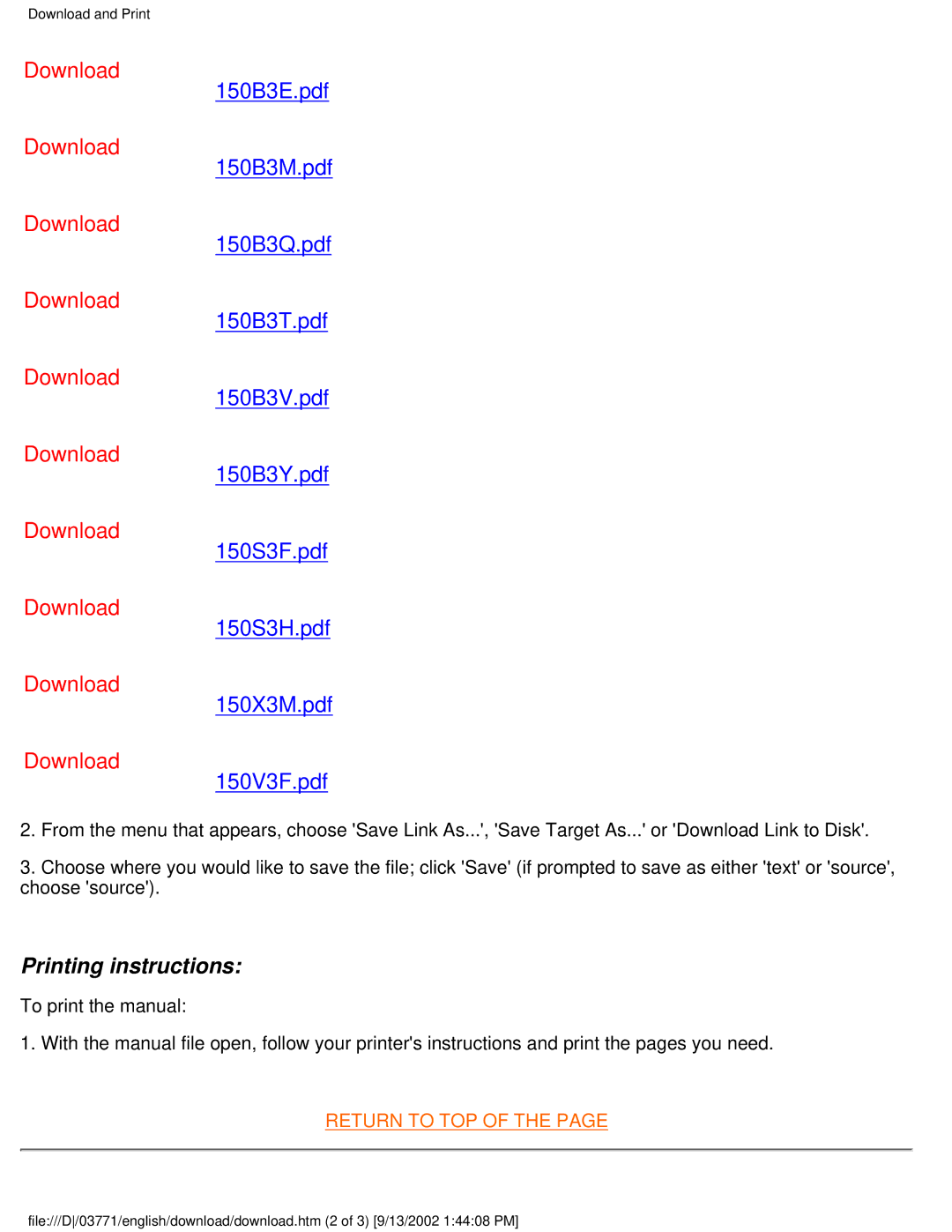 Philips 150S3H user manual Printing instructions 