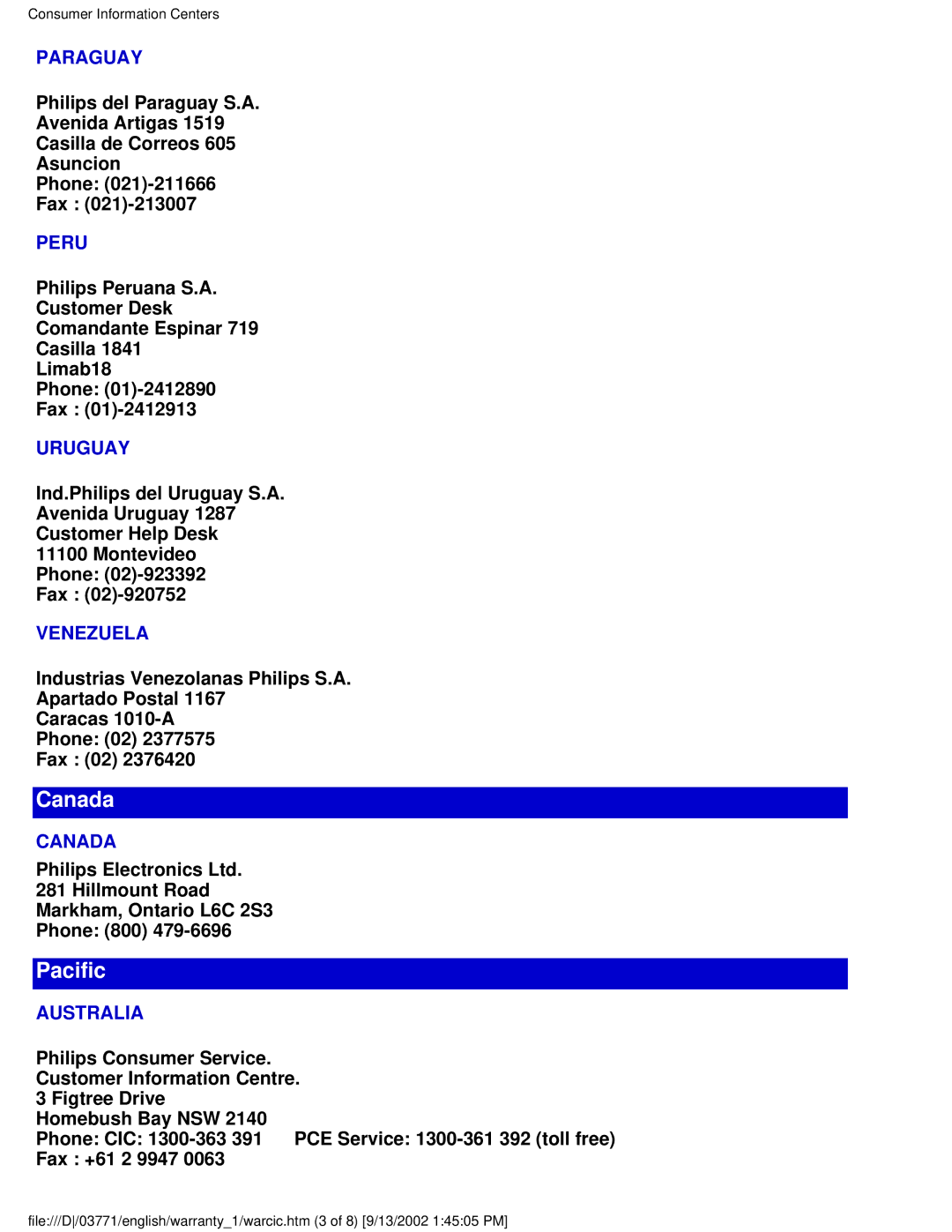 Philips 150S3H user manual Canada 