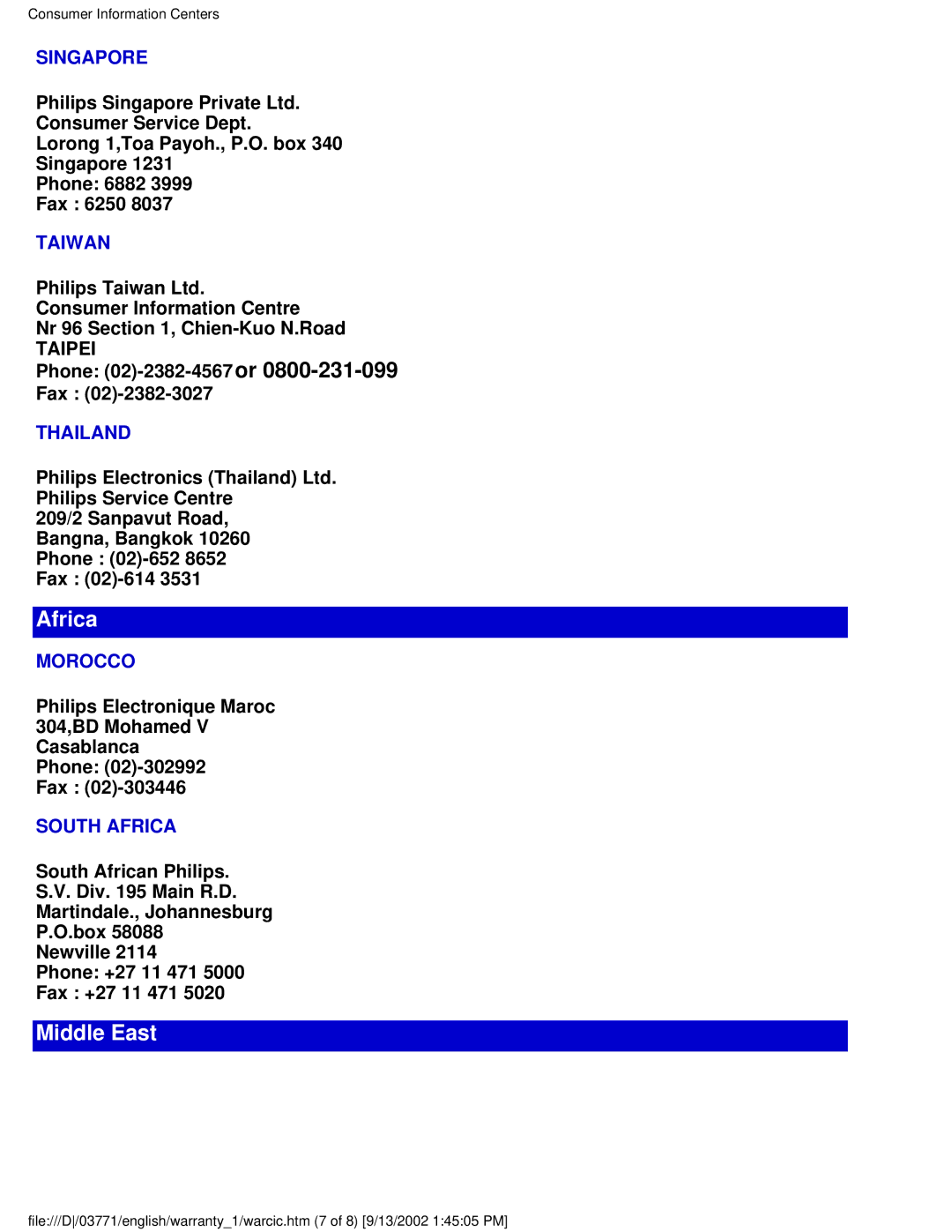 Philips 150S3H user manual Africa 