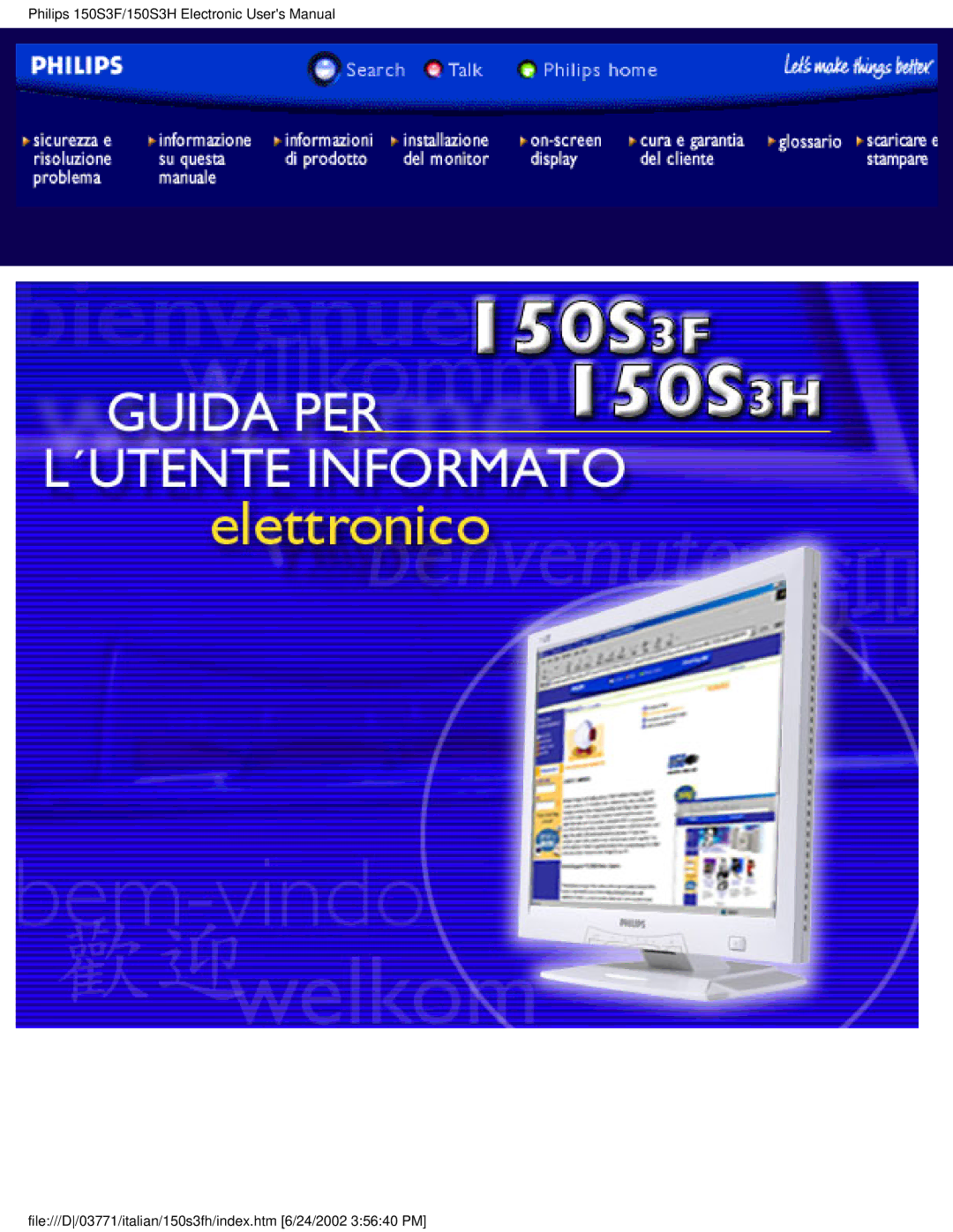 Philips 150S3S user manual File///D/03771/italian/150s3fh/index.htm 6/24/2002 35640 PM 