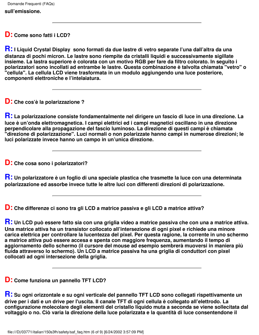 Philips 150S3S user manual Domande Frequenti FAQs 