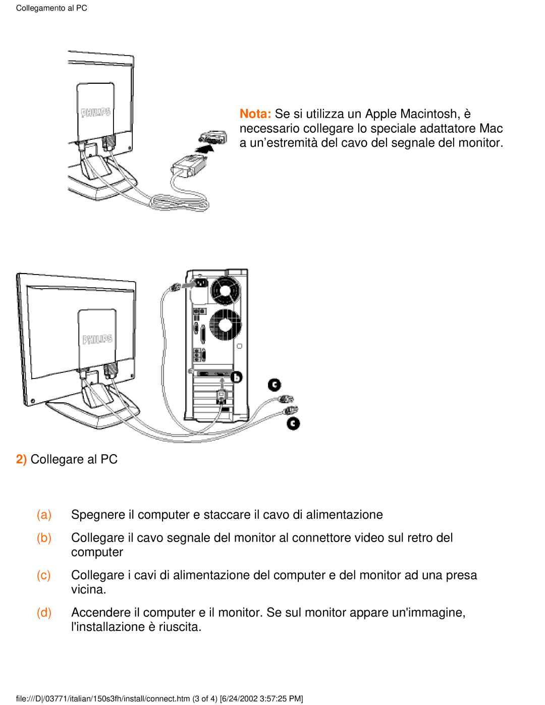 Philips 150S3S user manual Collegamento al PC 