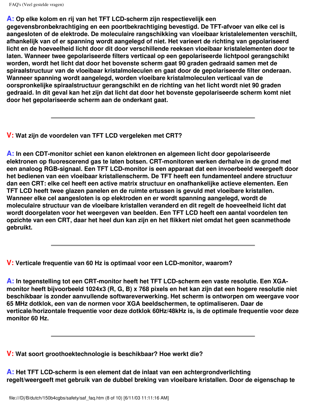 Philips 150S4 user manual FAQs Veel gestelde vragen 