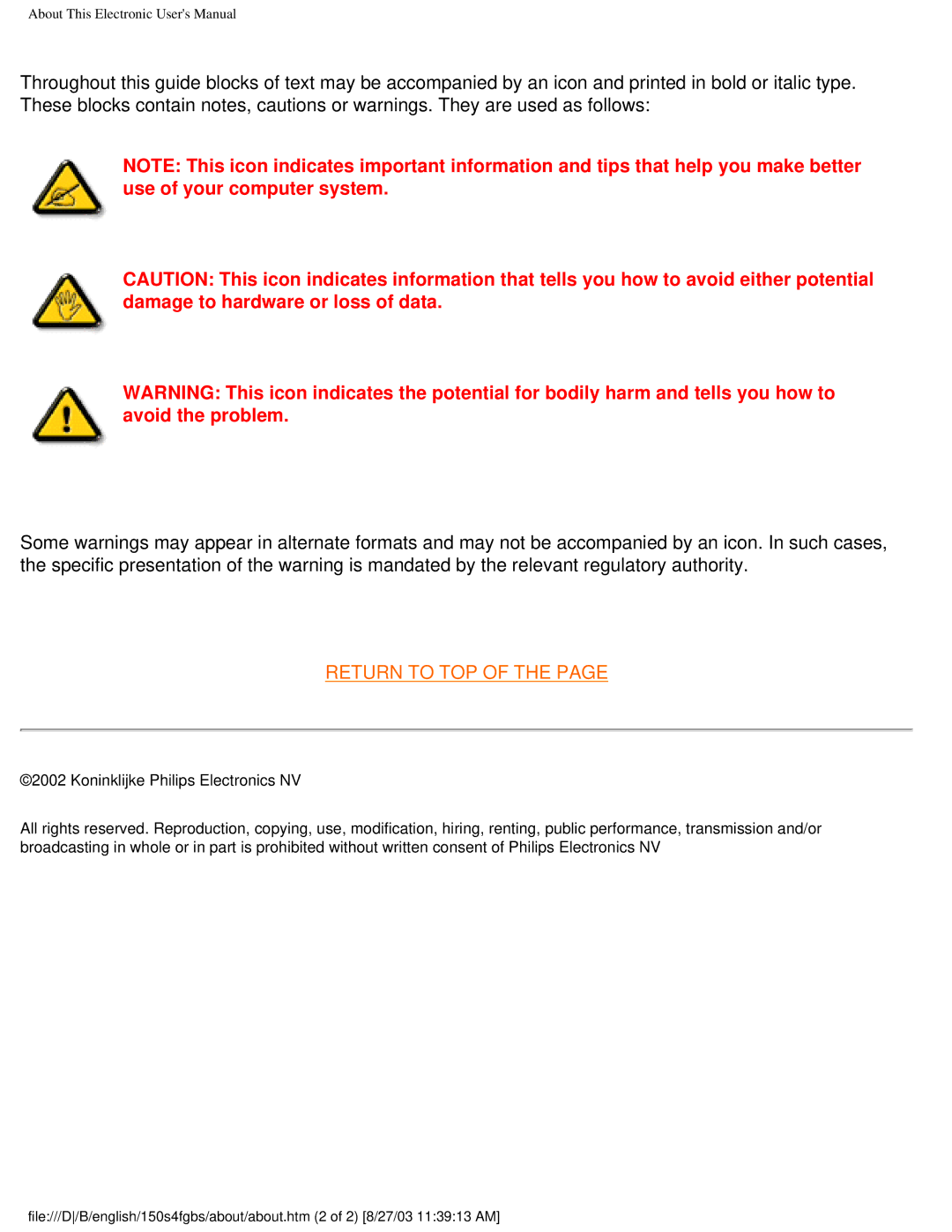 Philips 150S4FS, 150S4FG user manual Return to TOP 