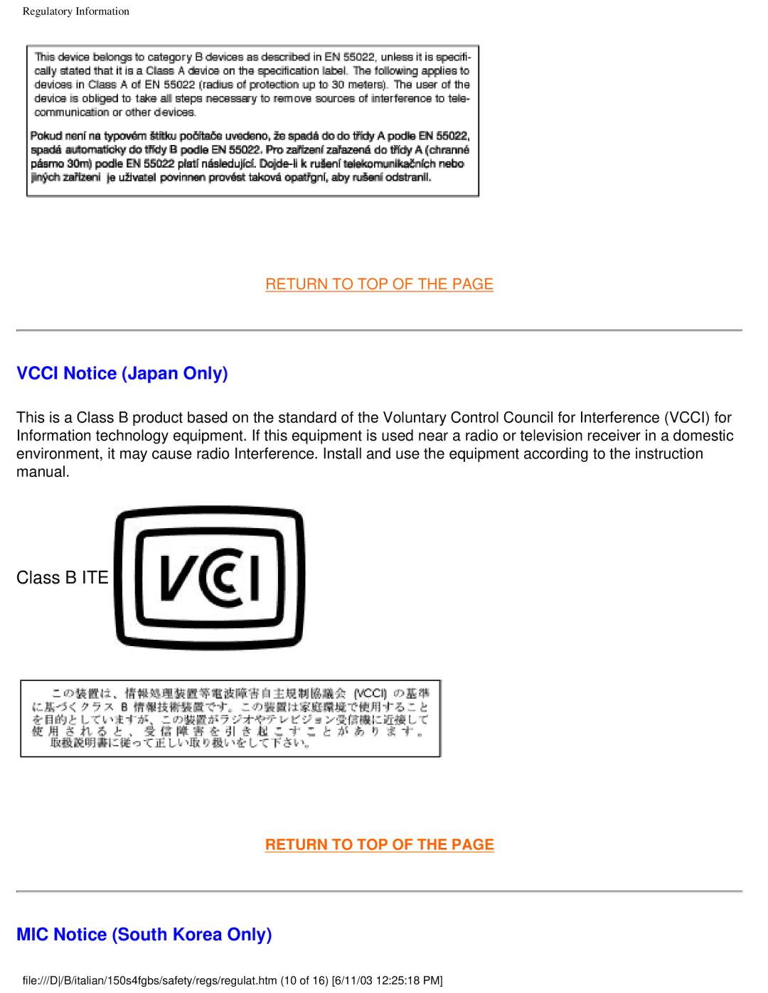 Philips 150S4FS user manual Vcci Notice Japan Only, MIC Notice South Korea Only 