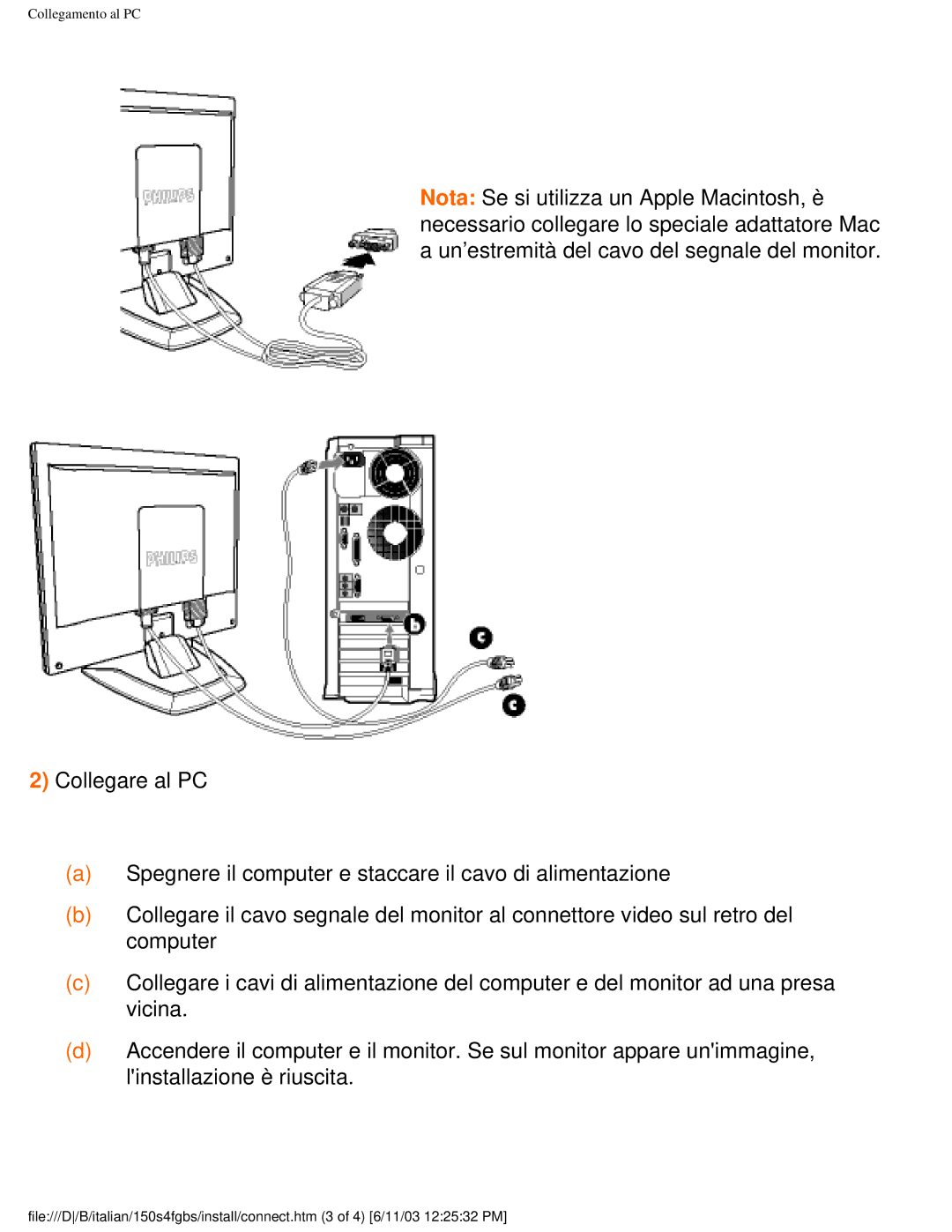 Philips 150S4FS user manual Collegamento al PC 