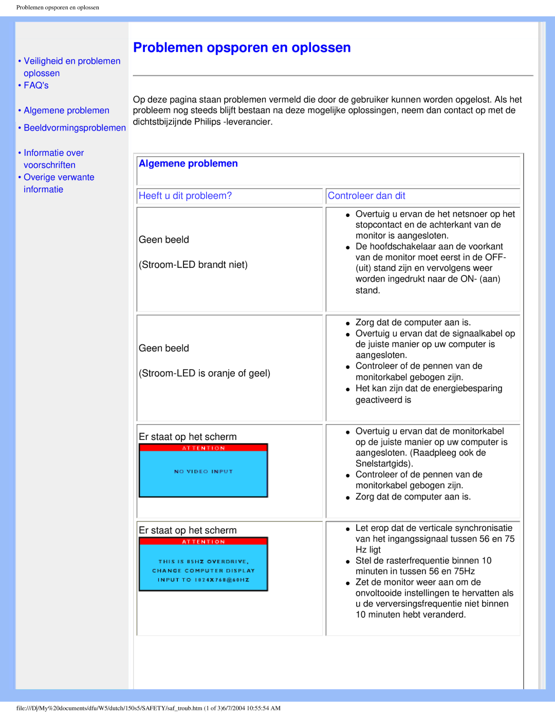 Philips 150S5 user manual Problemen opsporen en oplossen 