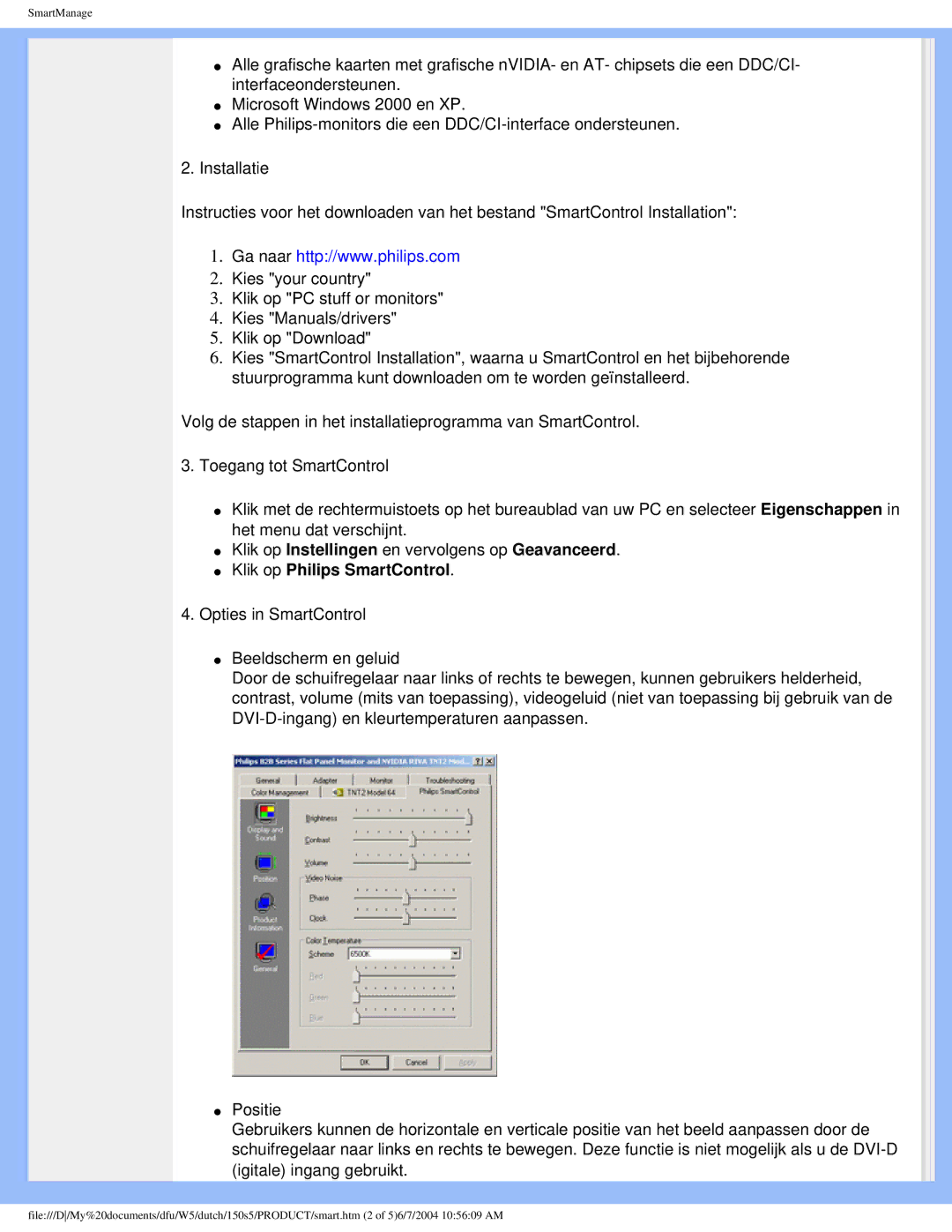 Philips 150S5 user manual Klik op Philips SmartControl 