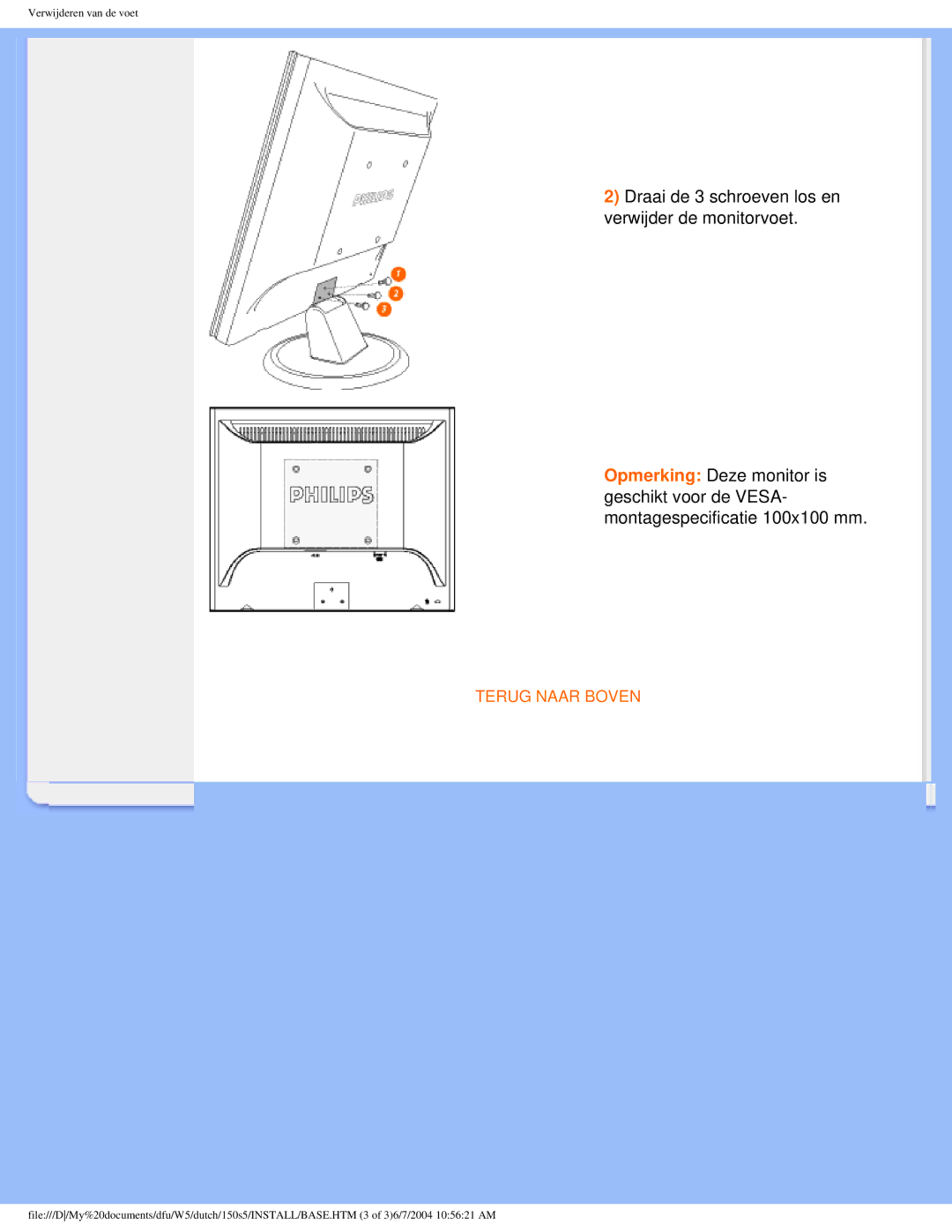 Philips 150S5 user manual Terug Naar Boven 