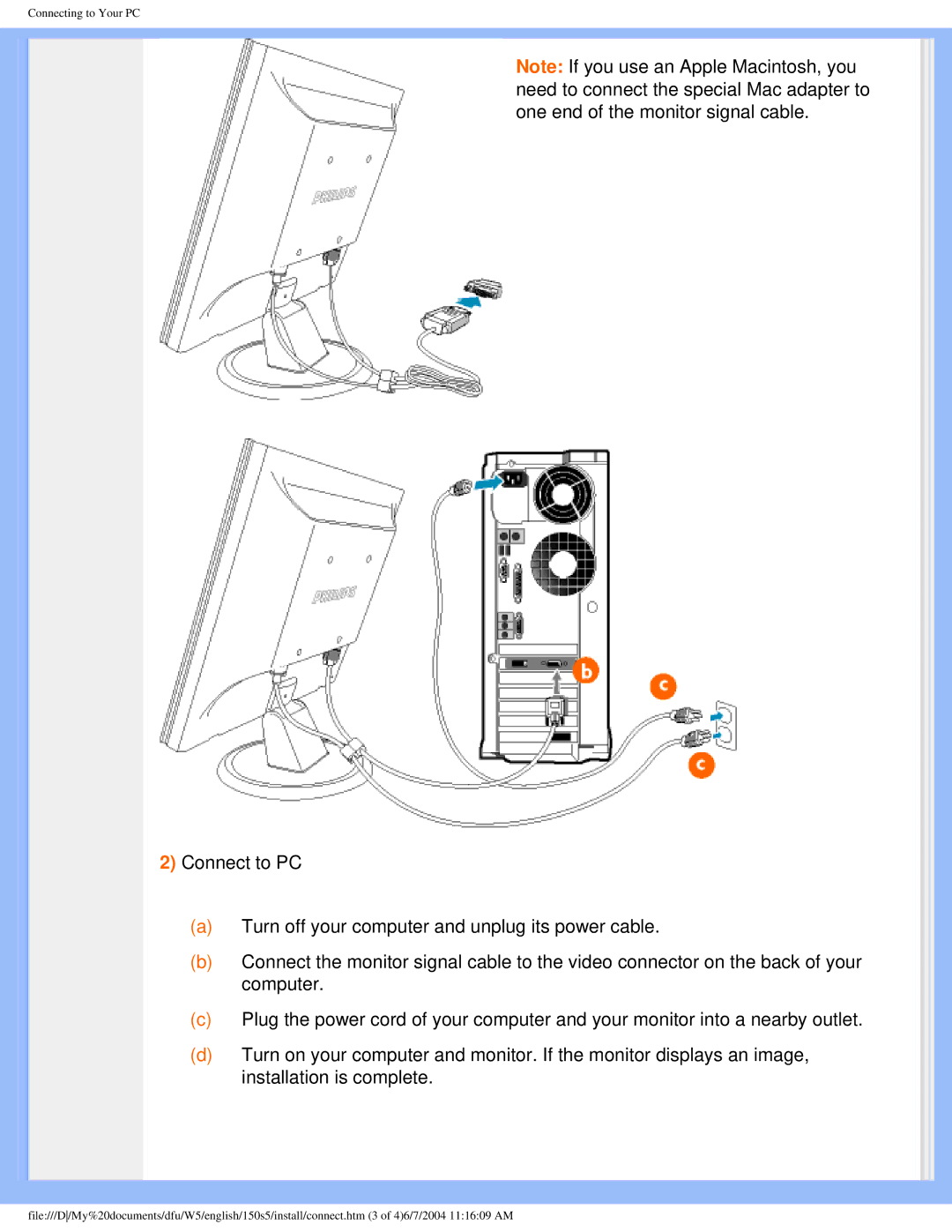 Philips 150S5FS user manual Connecting to Your PC 