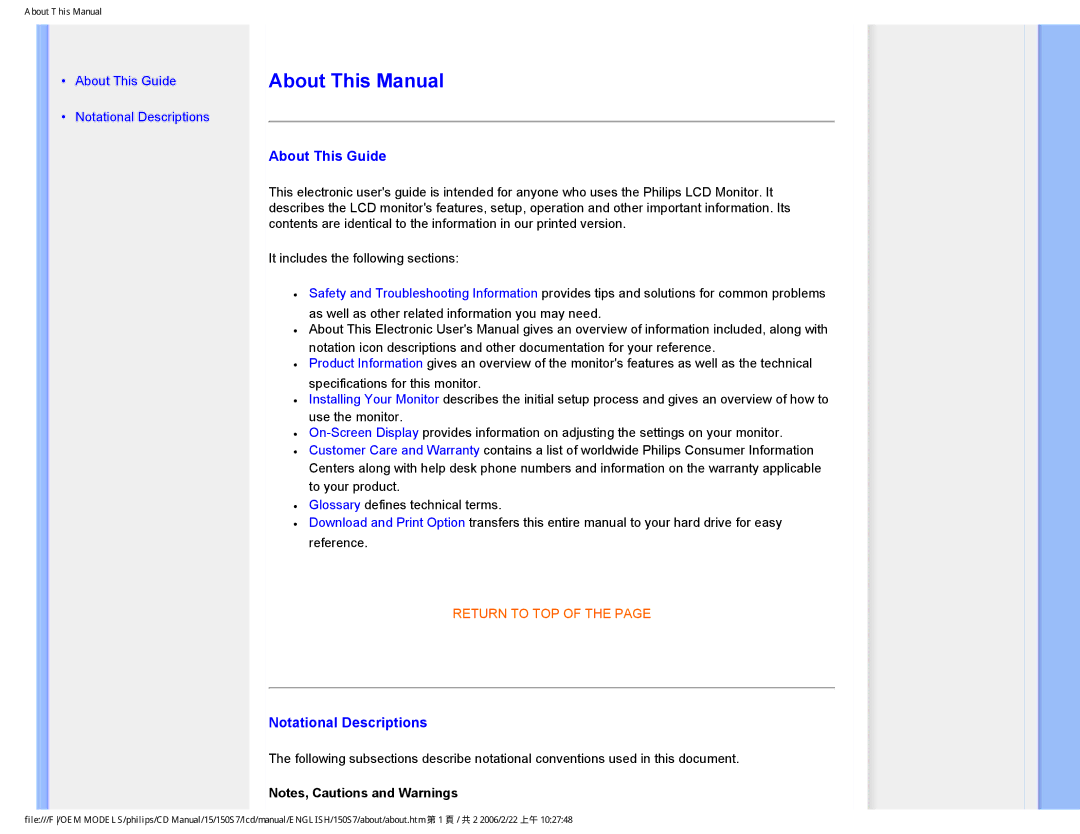Philips 150S7 user manual About This Manual, About This Guide, Notational Descriptions 