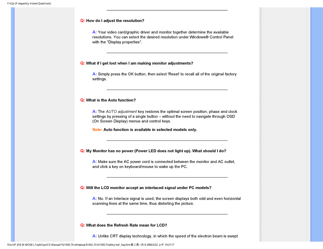 Philips 150S7 user manual How do I adjust the resolution?, What if I get lost when I am making monitor adjustments? 