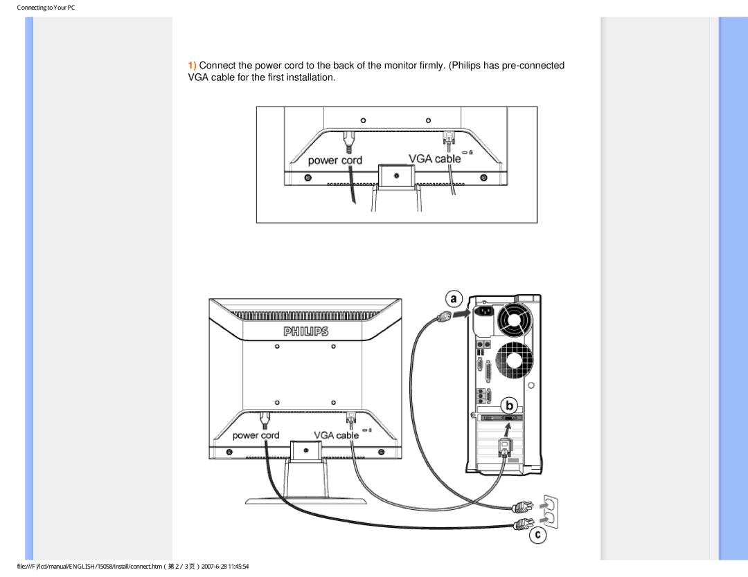 Philips 150S8 user manual Connecting to Your PC 