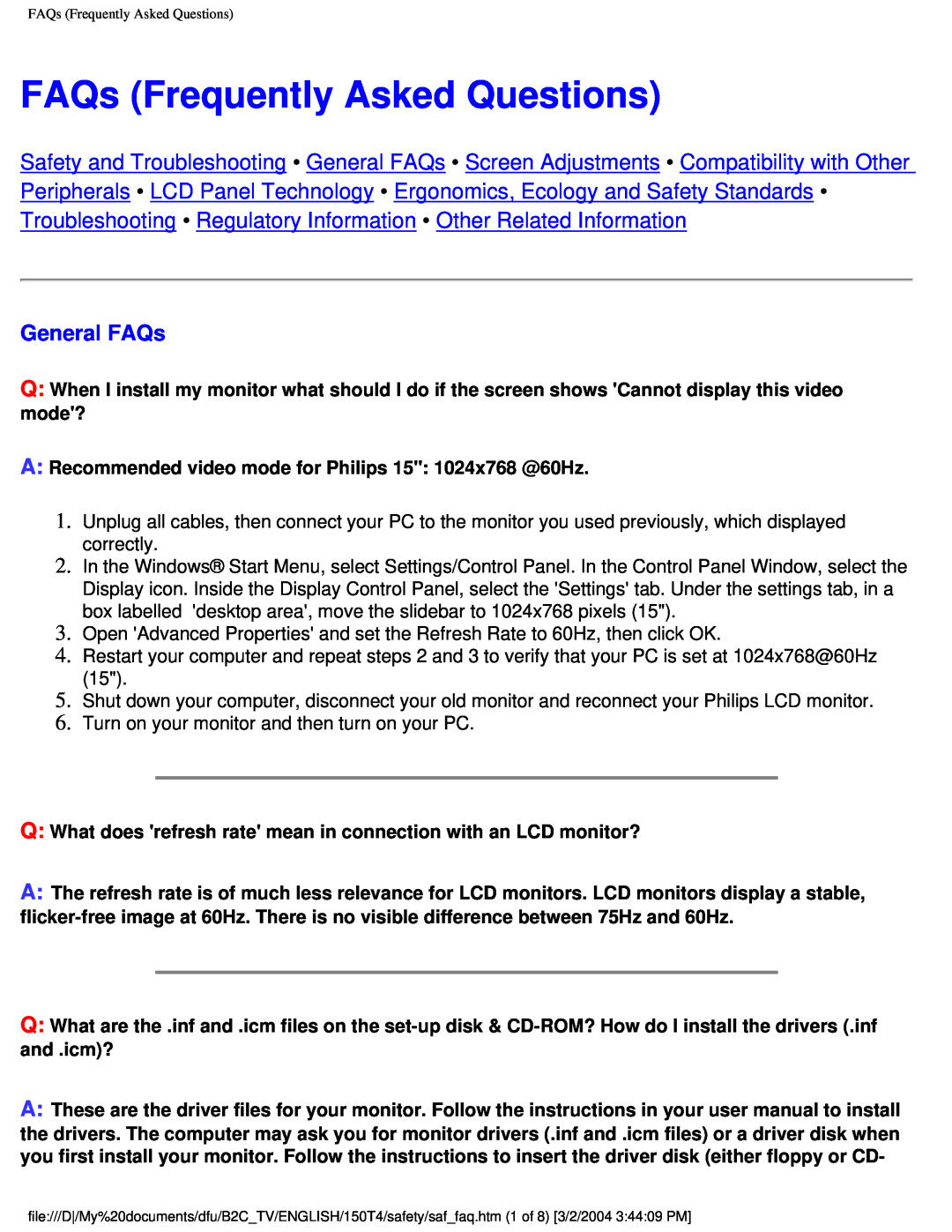 Philips 150T4 manual FAQs Frequently Asked Questions, General FAQs 
