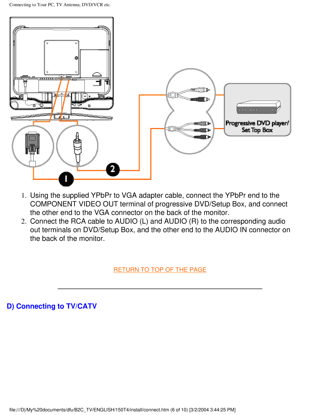 Philips 150T4 manual Connecting to TV/CATV 