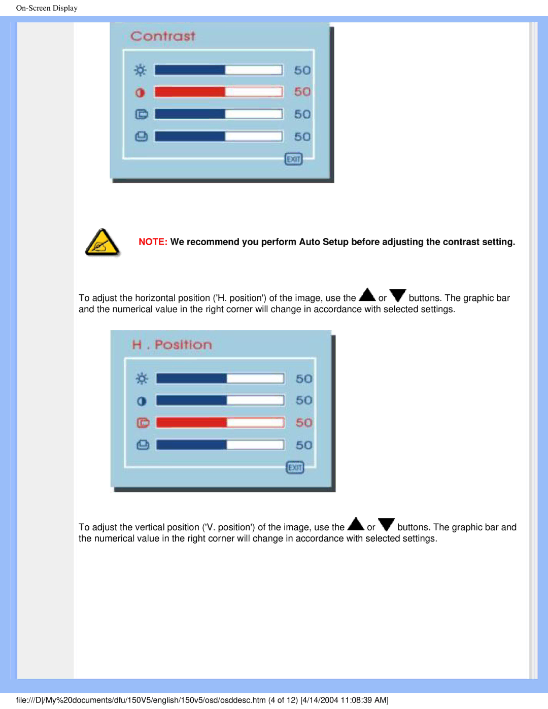 Philips 150V5 user manual On-Screen Display 