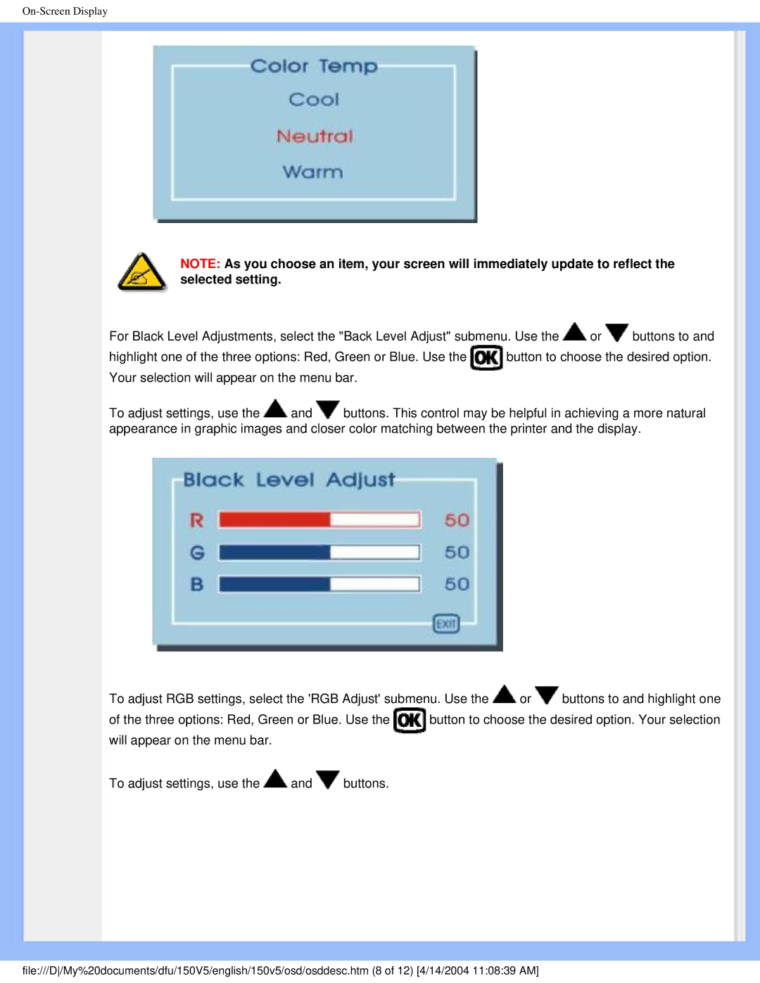 Philips 150V5 user manual On-Screen Display 