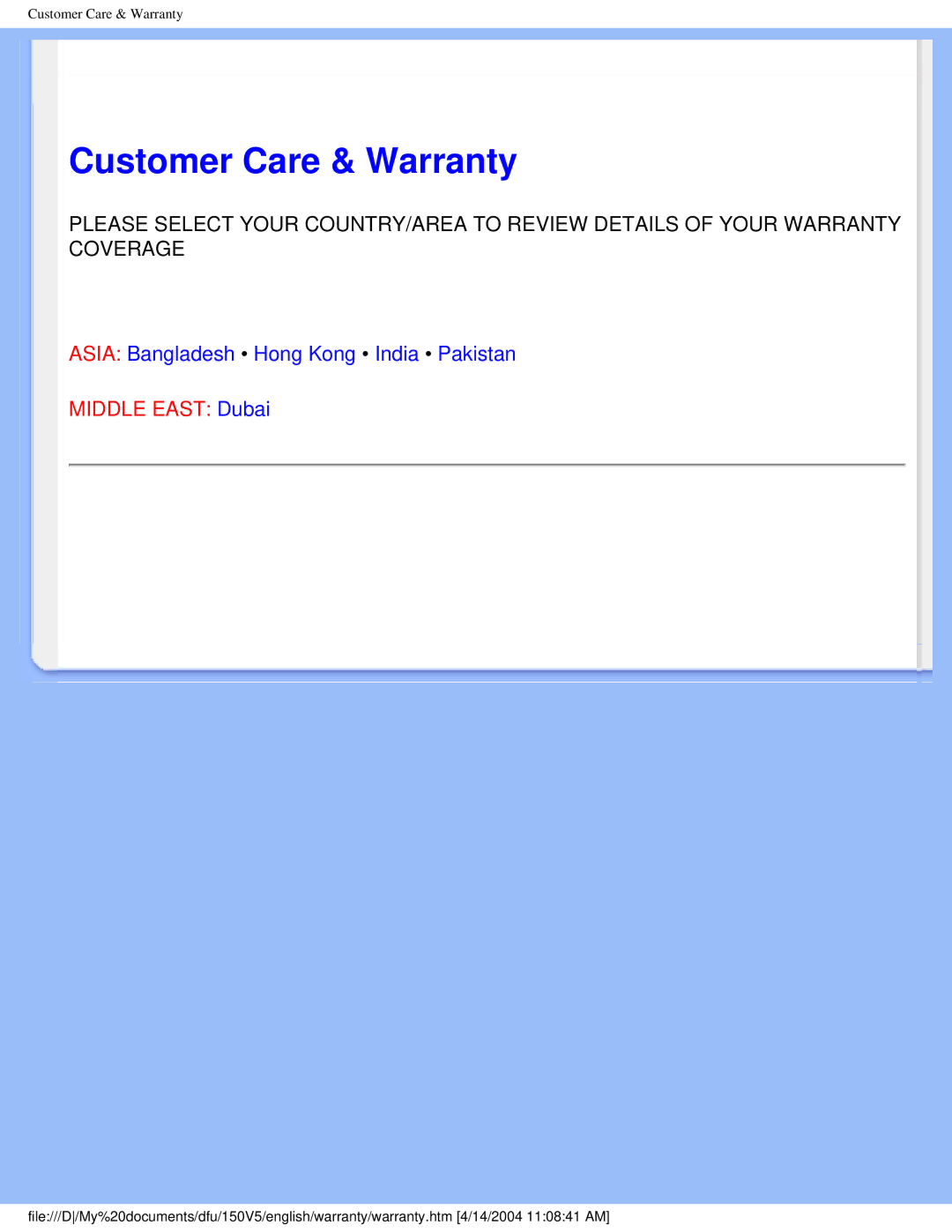 Philips 150V5 user manual Customer Care & Warranty 