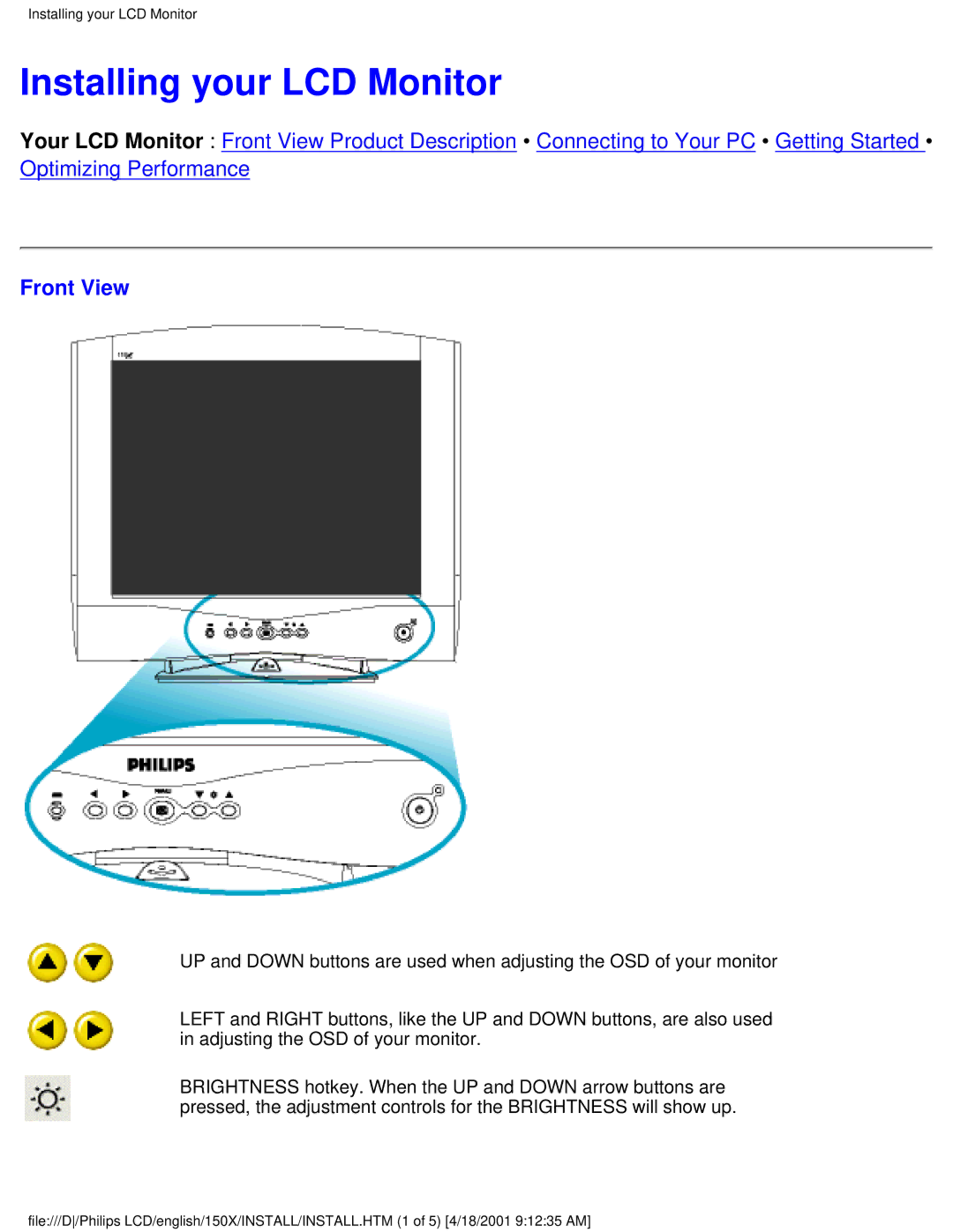 Philips 150X user manual Installing your LCD Monitor 