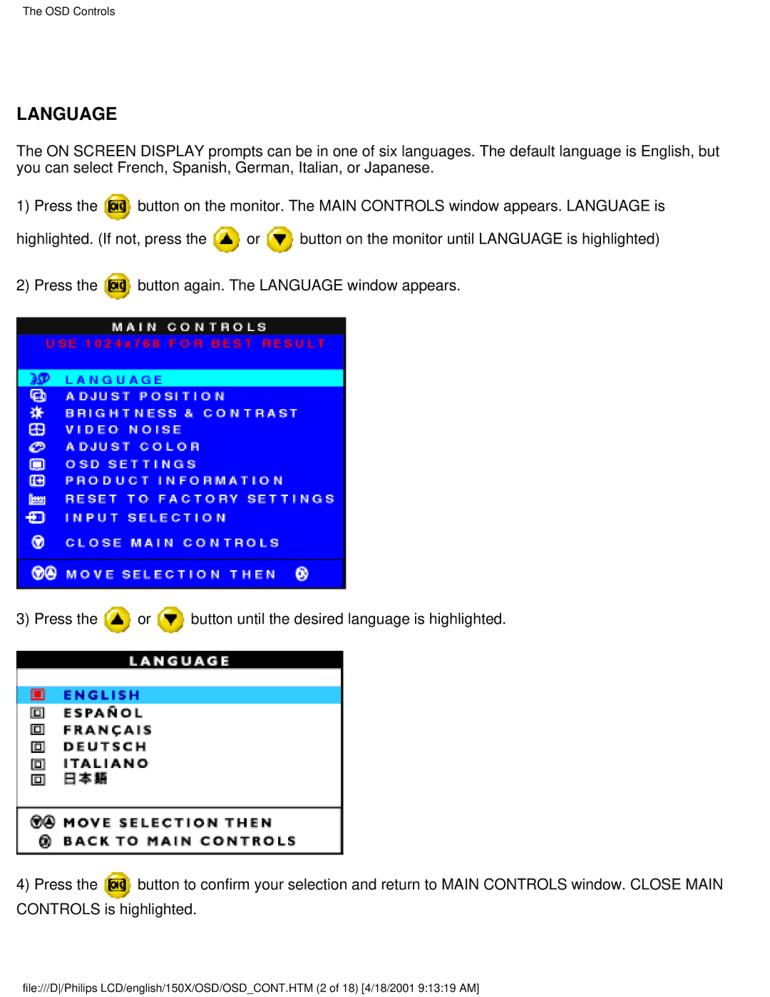 Philips 150X user manual Language 