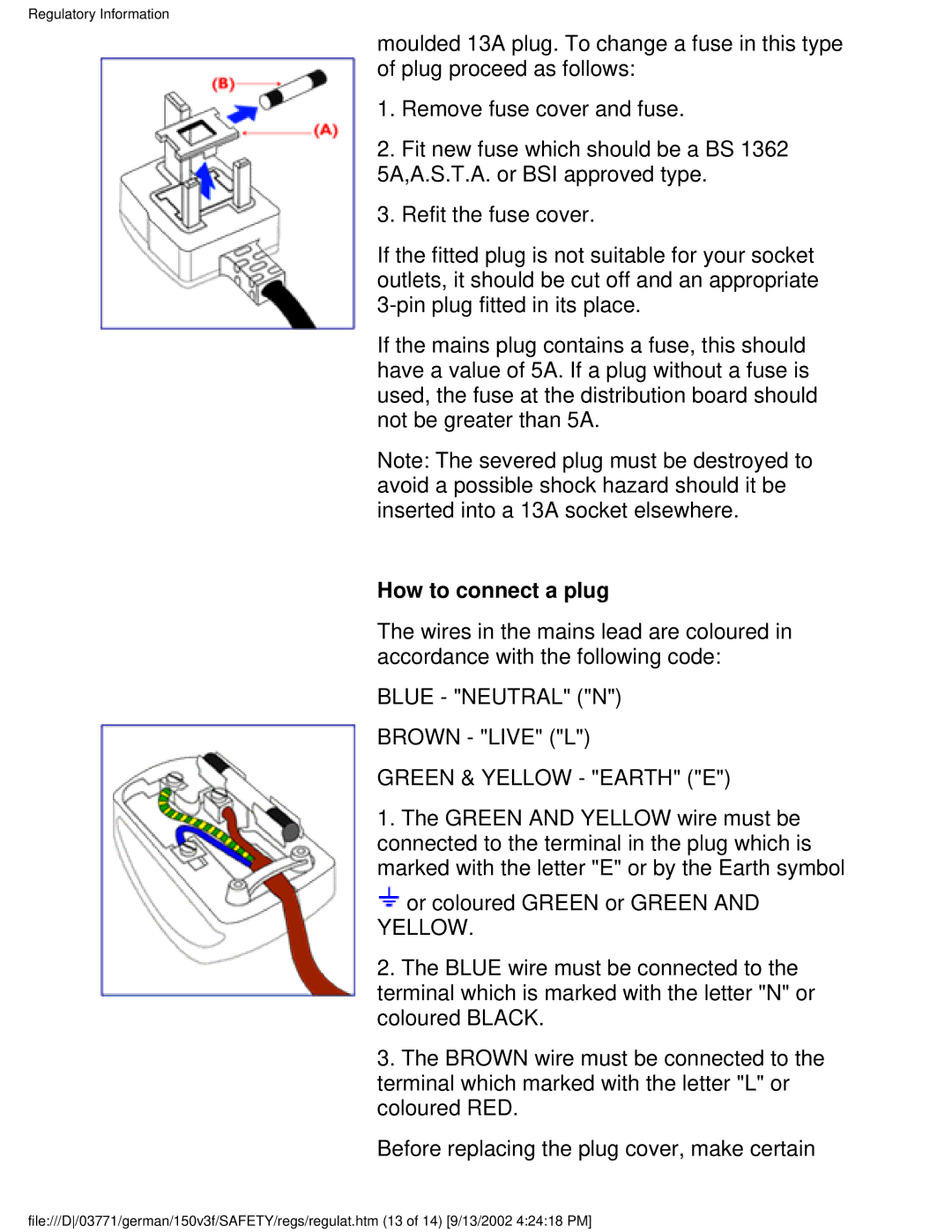 Philips 150S3, 150X3, 150B3, 150V4, 150V3 user manual How to connect a plug 