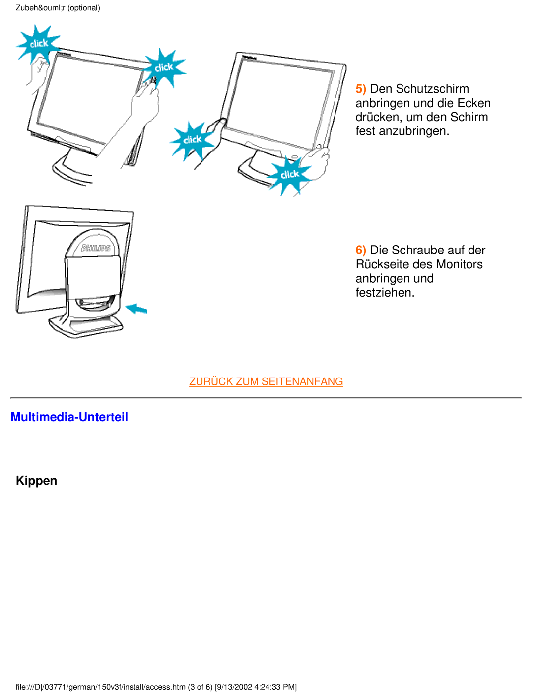 Philips 150X3, 150S3, 150B3, 150V4, 150V3 user manual Multimedia-Unterteil 