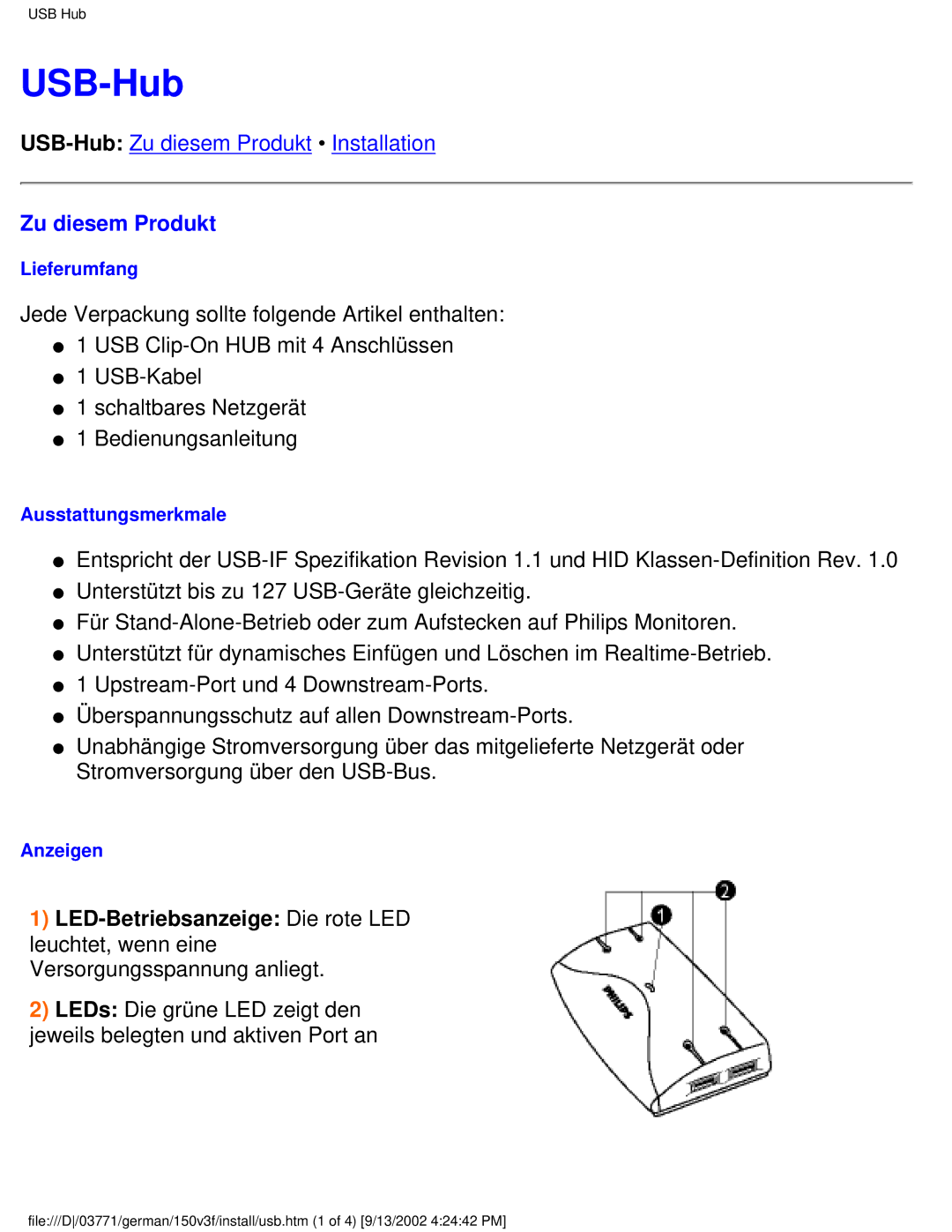 Philips 150V3, 150X3, 150S3, 150B3, 150V4 user manual USB-Hub, Zu diesem Produkt 