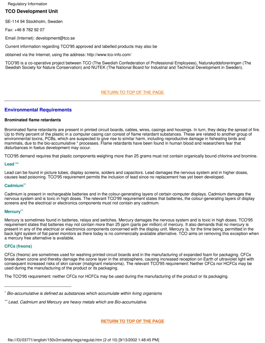 Philips 150X3M user manual TCO Development Unit, Environmental Requirements 