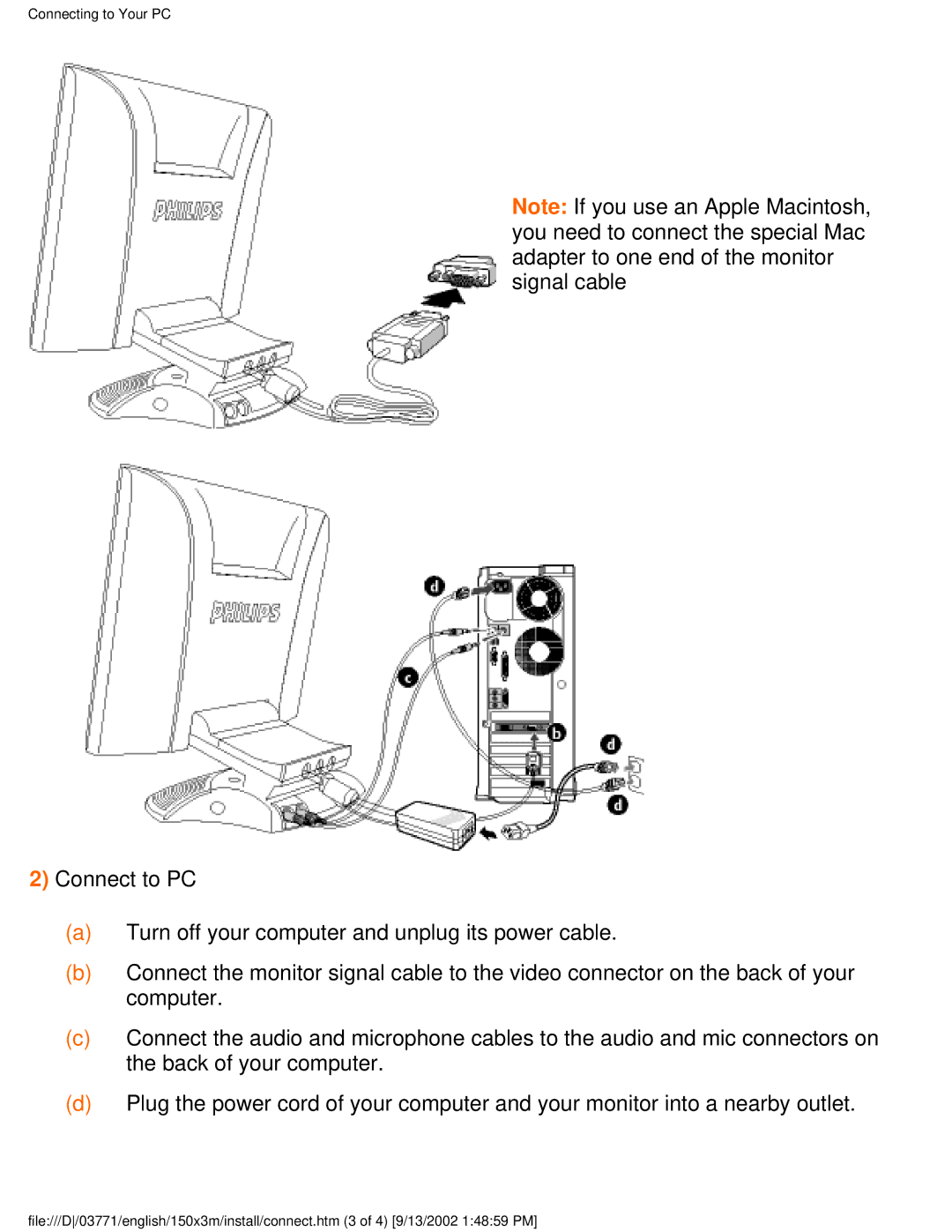 Philips 150X3M user manual Connecting to Your PC 