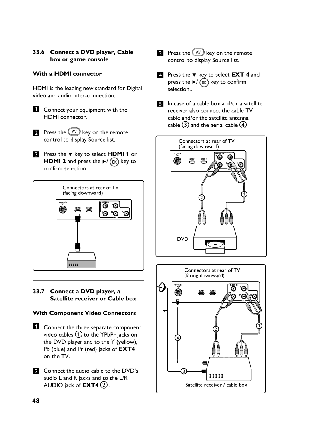 Philips 20HF5335D,26HF5335D, 32HF5335D, 15/20HF5234 manual Audio L and R jacks and to the L/R, Audio jack of EXT4 