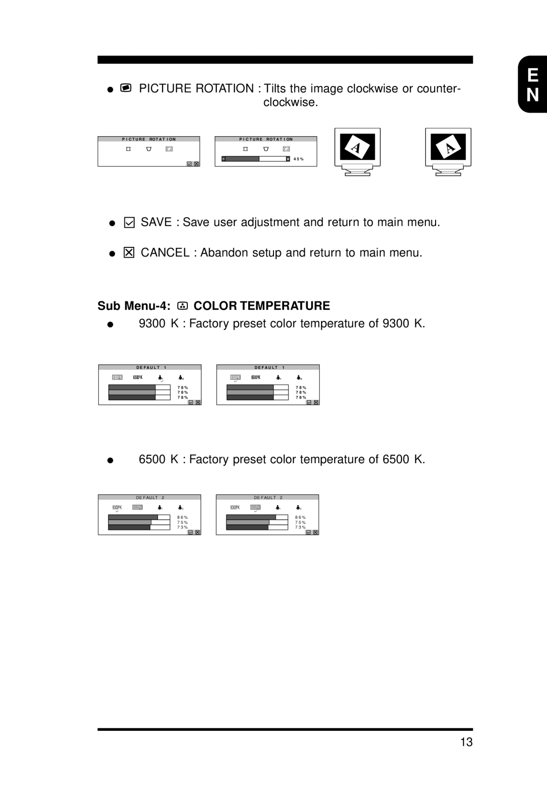 Philips 15B1322Q11 operating instructions Sub Menu-4 Color Temperature 