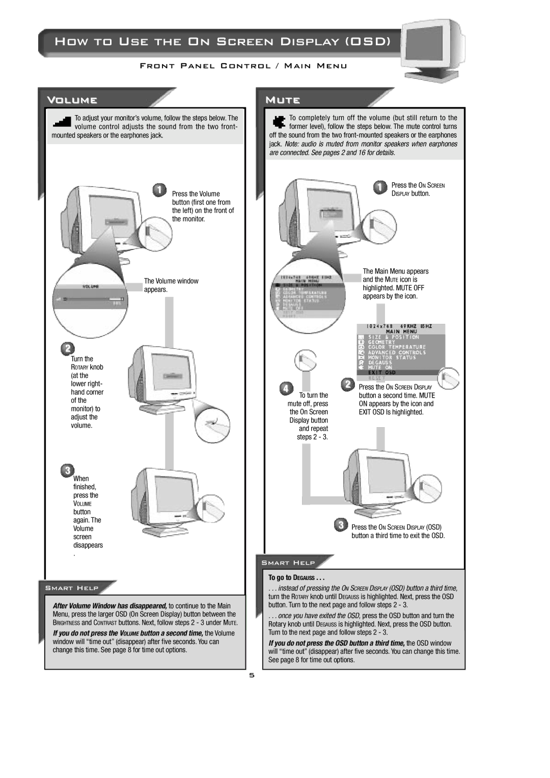 Philips 15B2322Q Mounted speakers or the earphones jack, Press the on Screen Display button, Exit OSD Is highlighted 