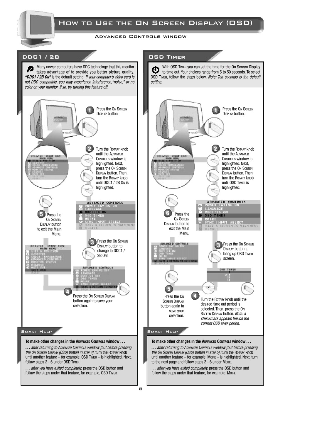 Philips 15B2322Q appendix DDC1 / 2B, OSD Timer, Button again to save your selection, Desired time out period is 