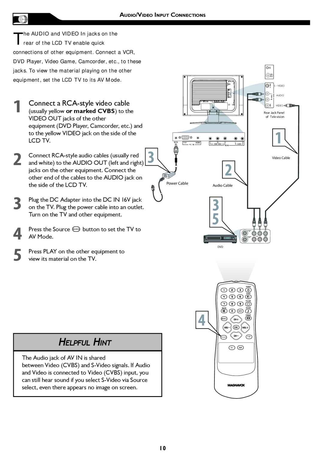 Philips 15MF/20MF owner manual To the yellow Video jack on the side, Connect RCA-style audio cables usually red 