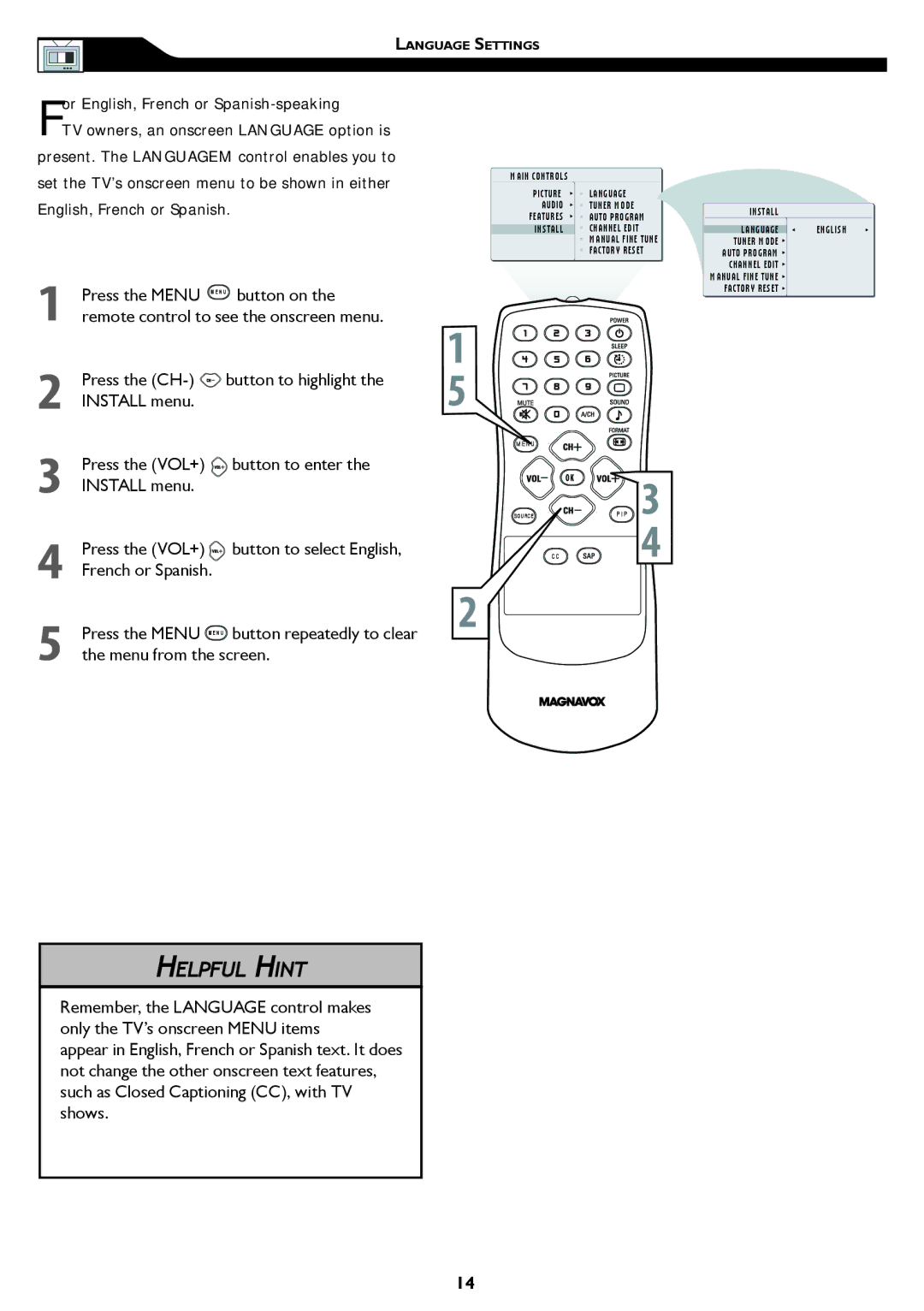 Philips 15MF/20MF owner manual For English, French or Spanish-speaking 