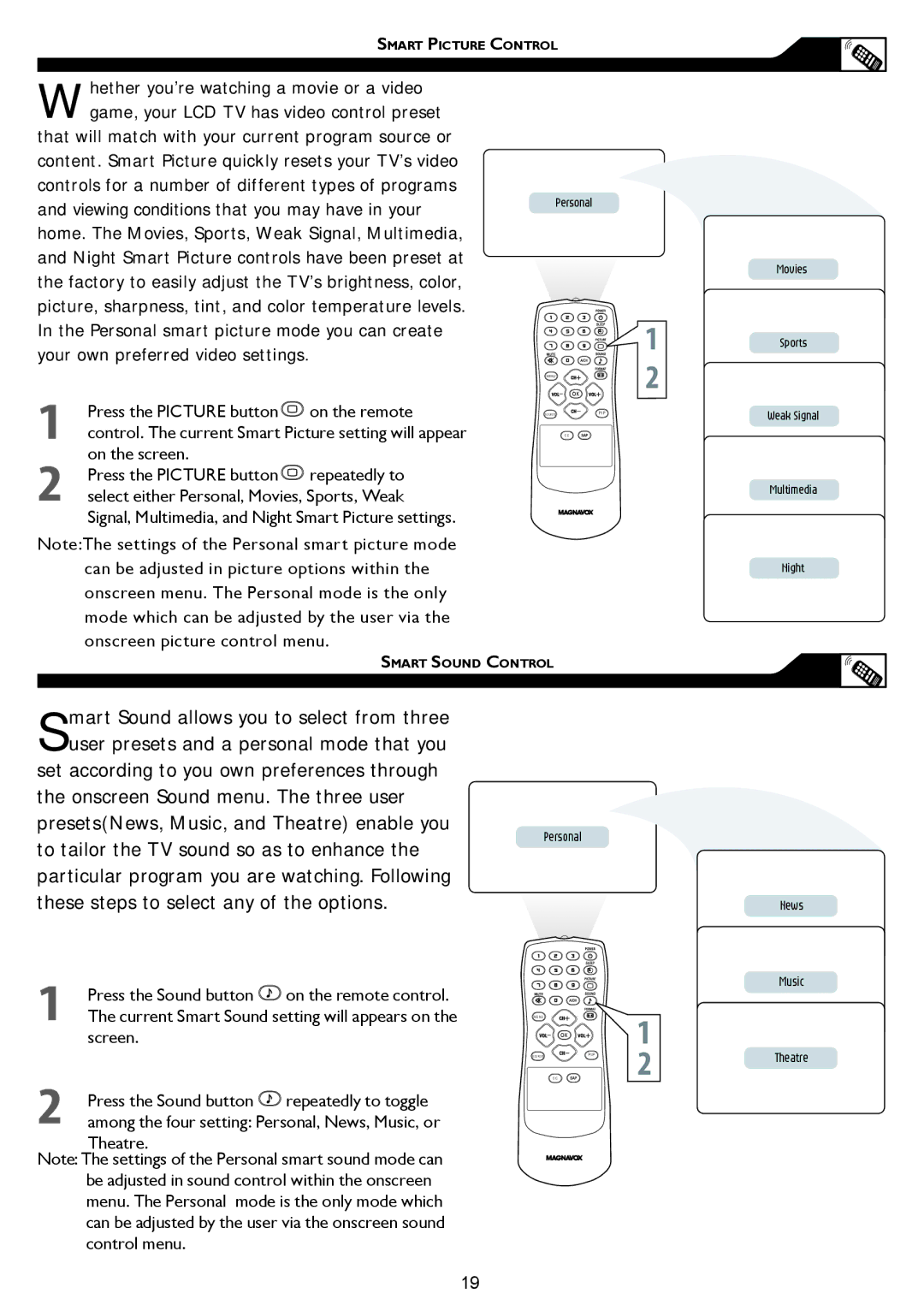 Philips 15MF/20MF owner manual Press the Picture button On the remote, Theatre 