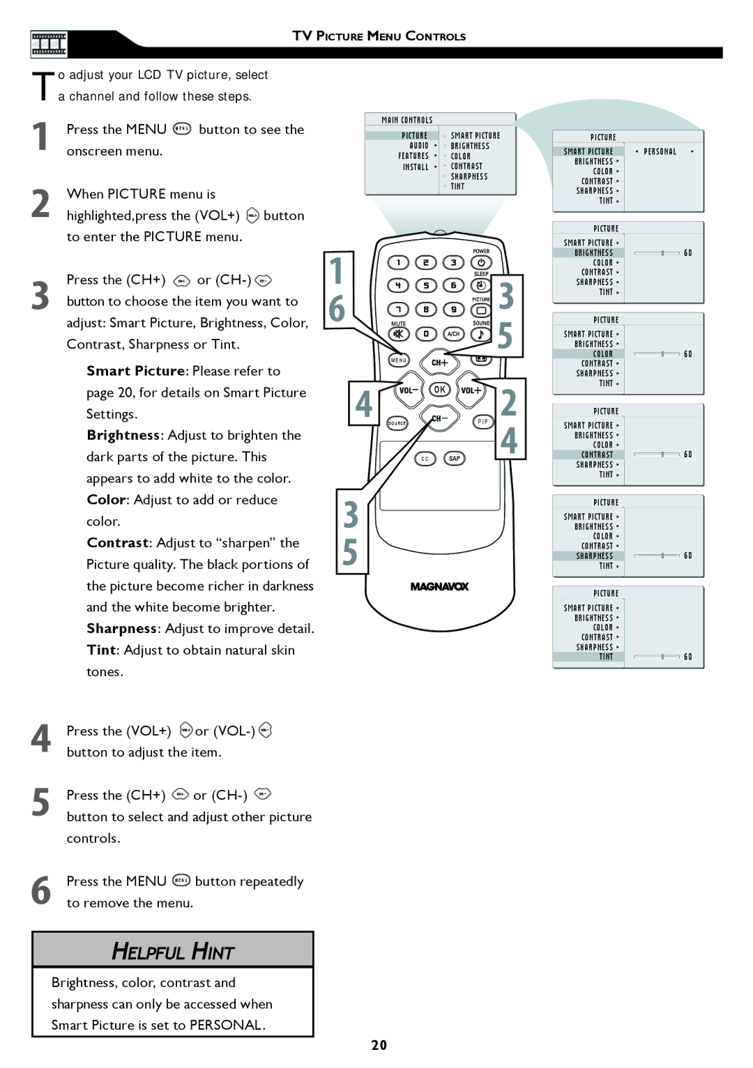 Philips 15MF/20MF owner manual 20, for details on Smart Picture 