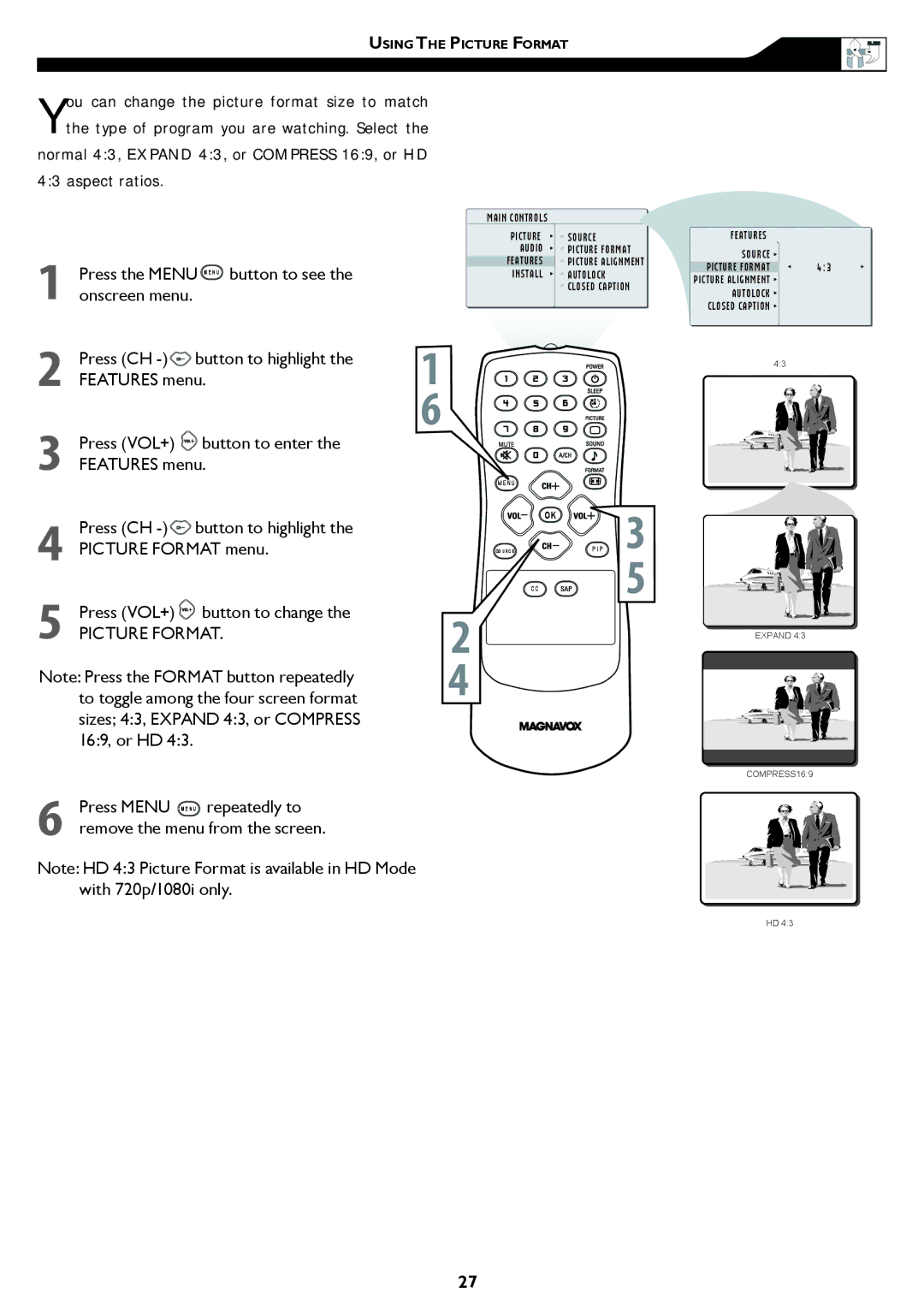 Philips 15MF/20MF owner manual Aspect ratios, Picture Format 