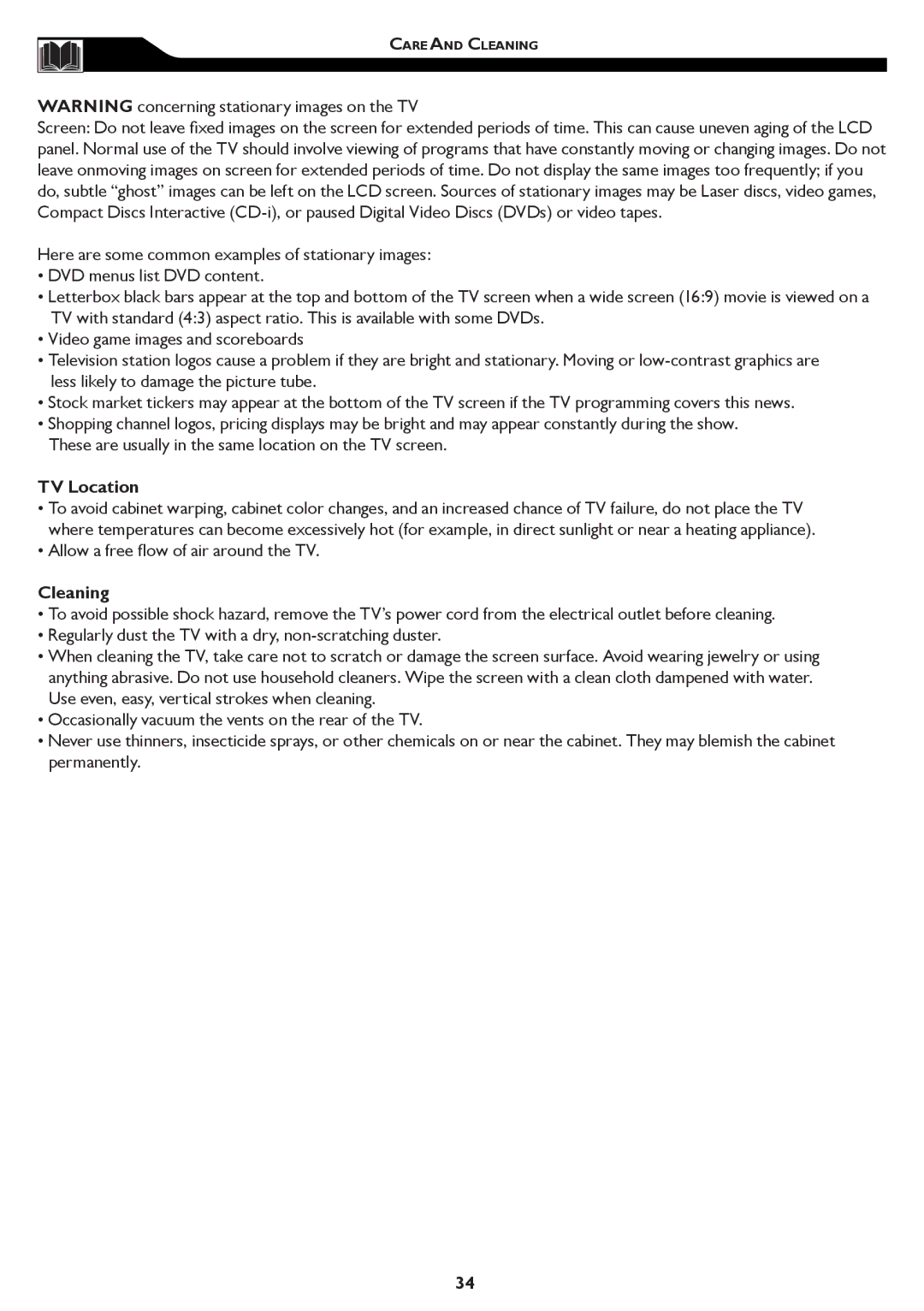 Philips 15MF/20MF owner manual TV Location, Allow a free ﬂow of air around the TV 