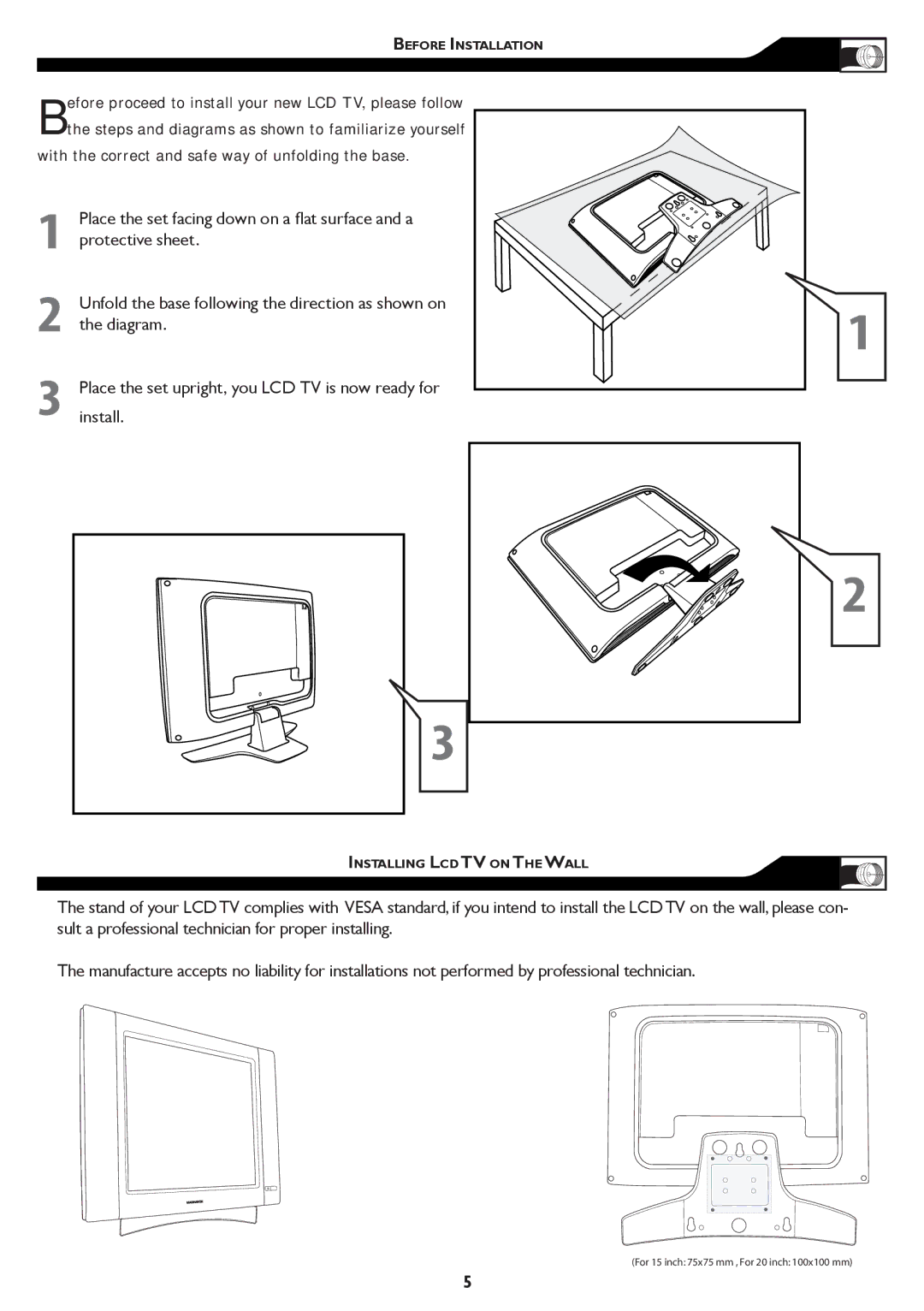 Philips 15MF/20MF owner manual With the correct and safe way of unfolding the base 